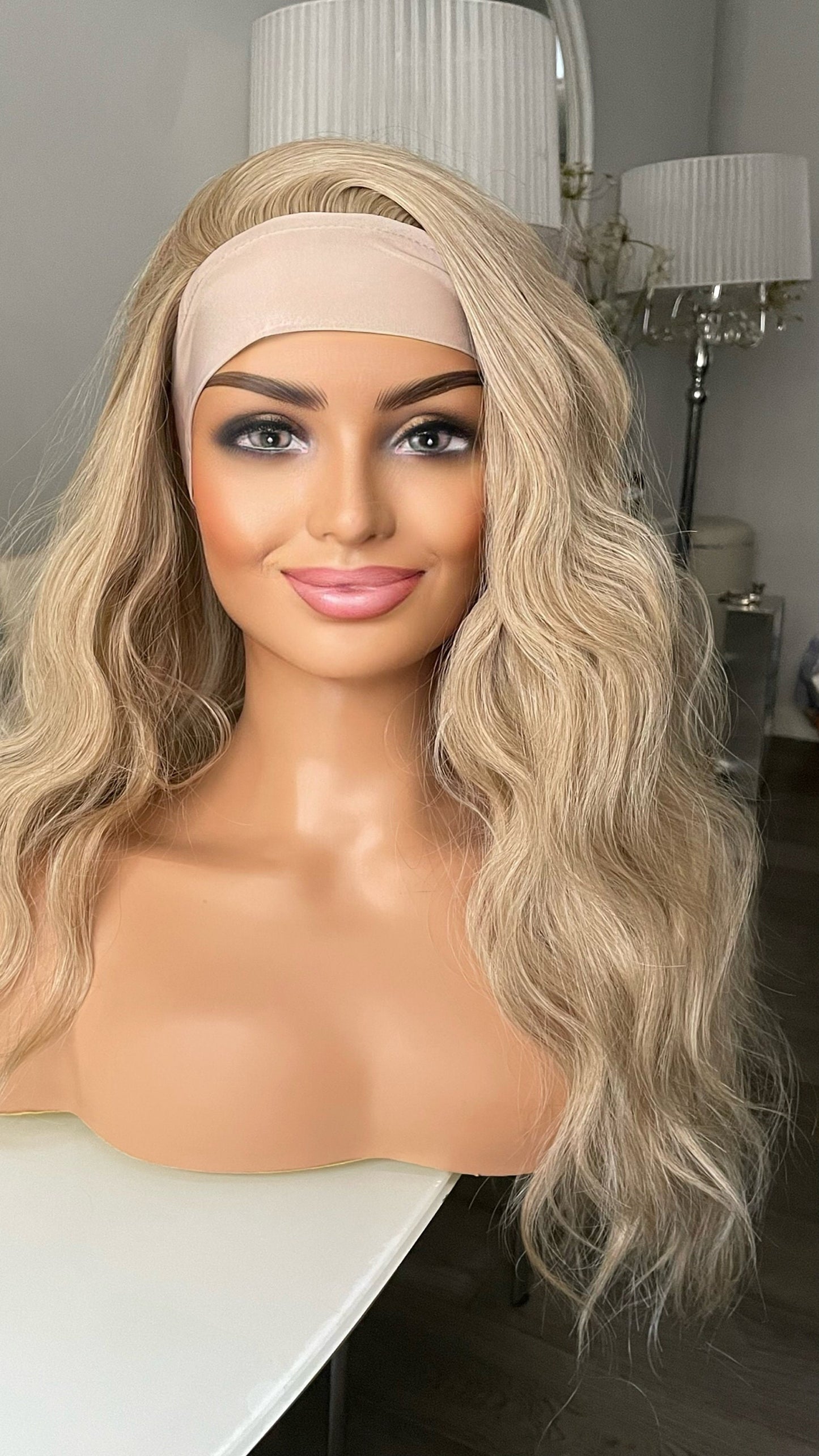 Ponytail Gym Wig With Band / Exercise Wig/ Workout Blonde Wig With Head Band/Heat Safe Synthetic Curly Wig For Running And Daily Workout