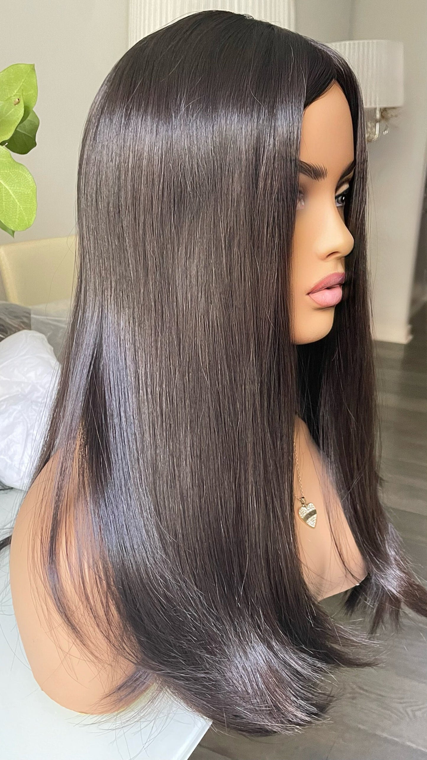 Black Silk Top Human Hair Wig/ Kosher Wig•Cuticles Aligned Silky Straight Hair Wig For Women