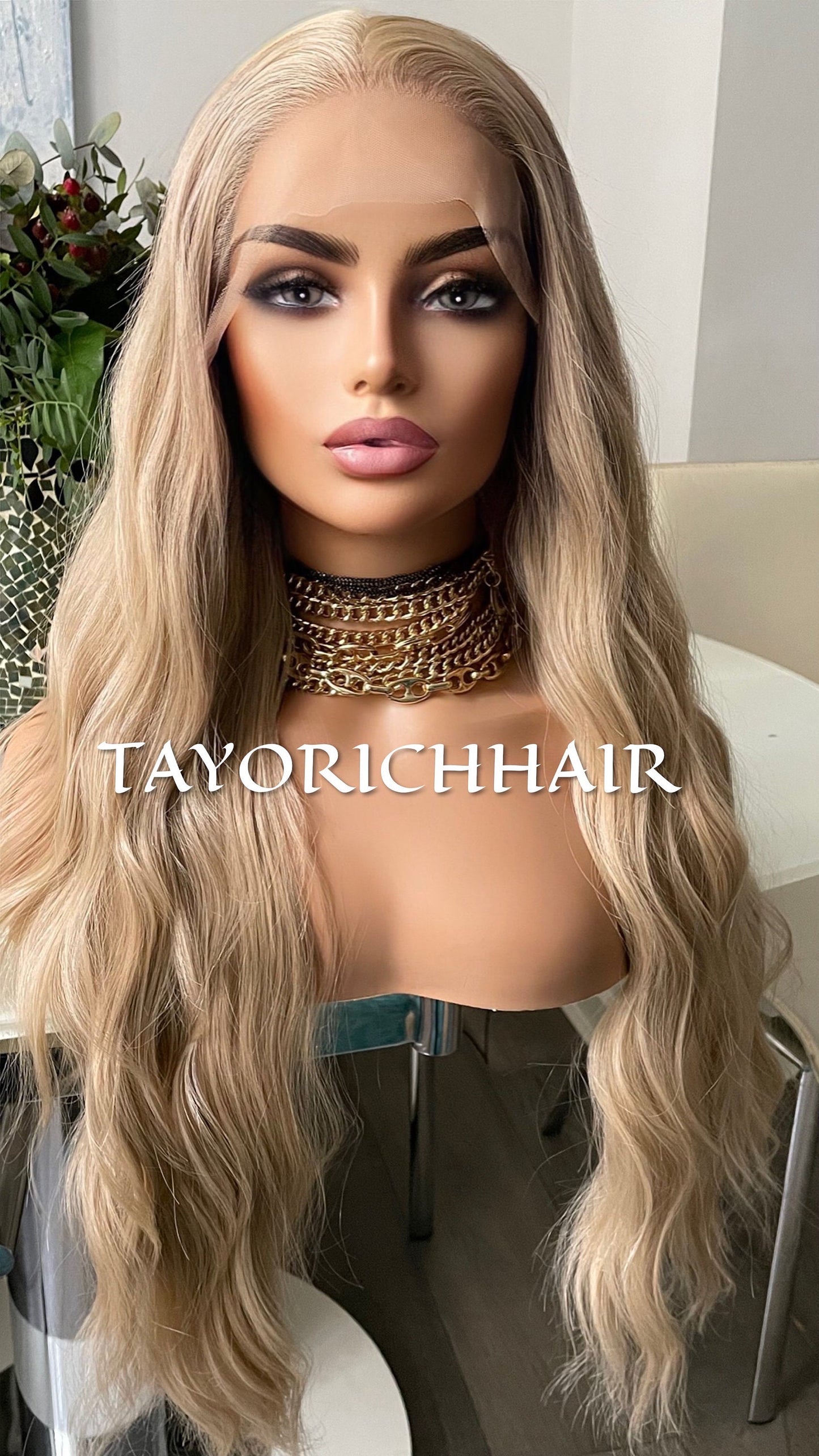 Natural Ash Blonde Lace Front Wig /Heat Friendly Luxury Synthetic Lace Front Wig/Realistic Pre Plucked Hairline