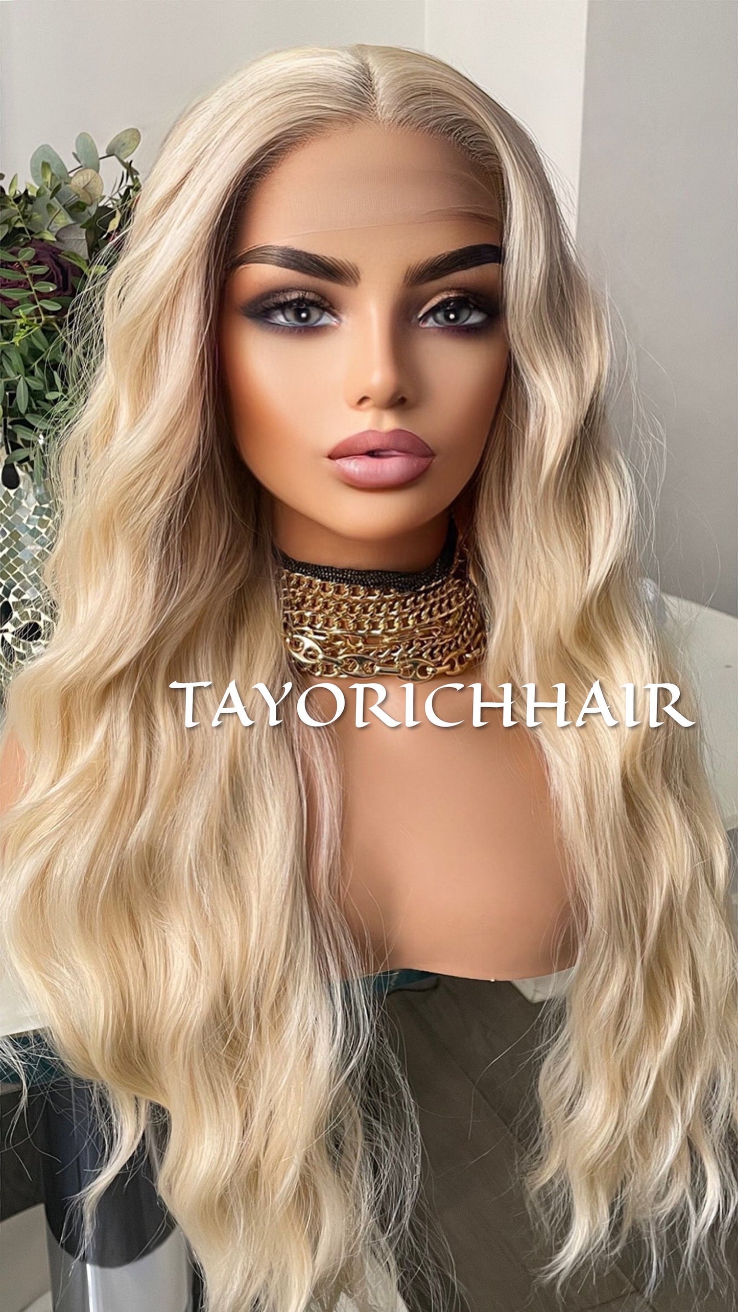 Blonde Hair Wig With Permanent Middle T Part Lace Front Made With Love/ Heat Friendly Synthetic Wig