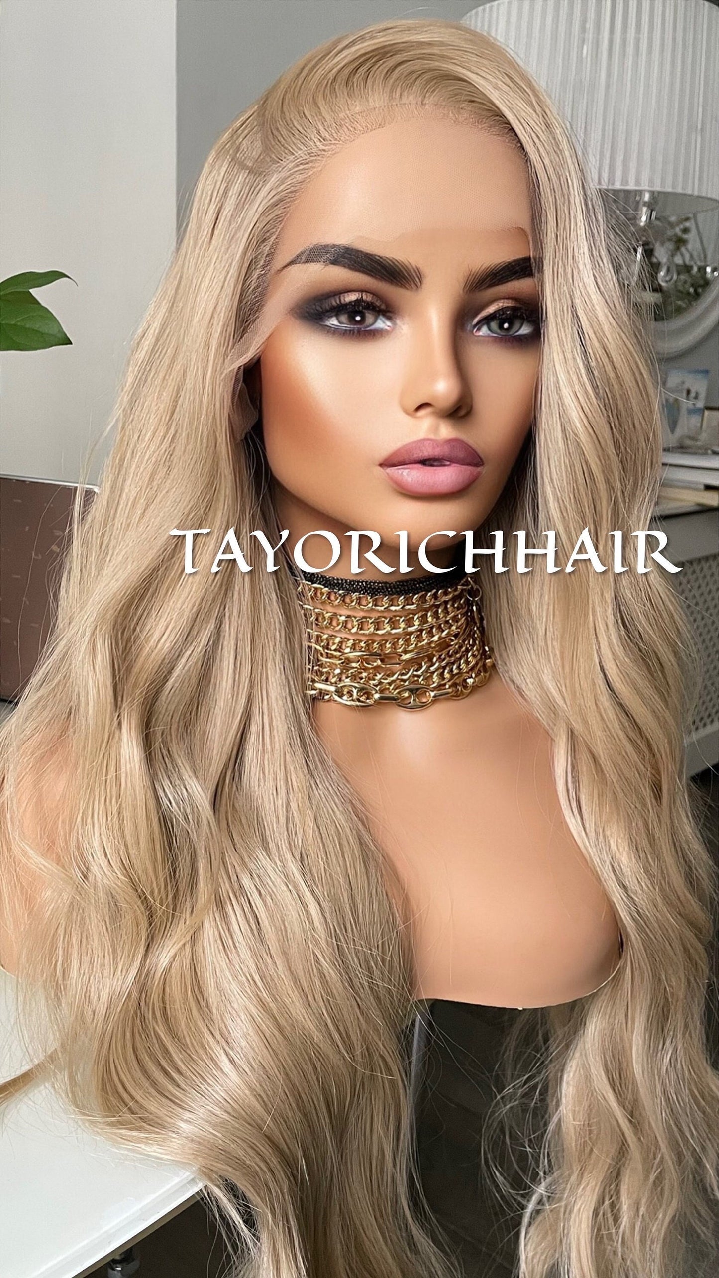 Natural Ash Blonde Lace Front Wig /Heat Friendly Luxury Synthetic Lace Front Wig/Realistic Pre Plucked Hairline