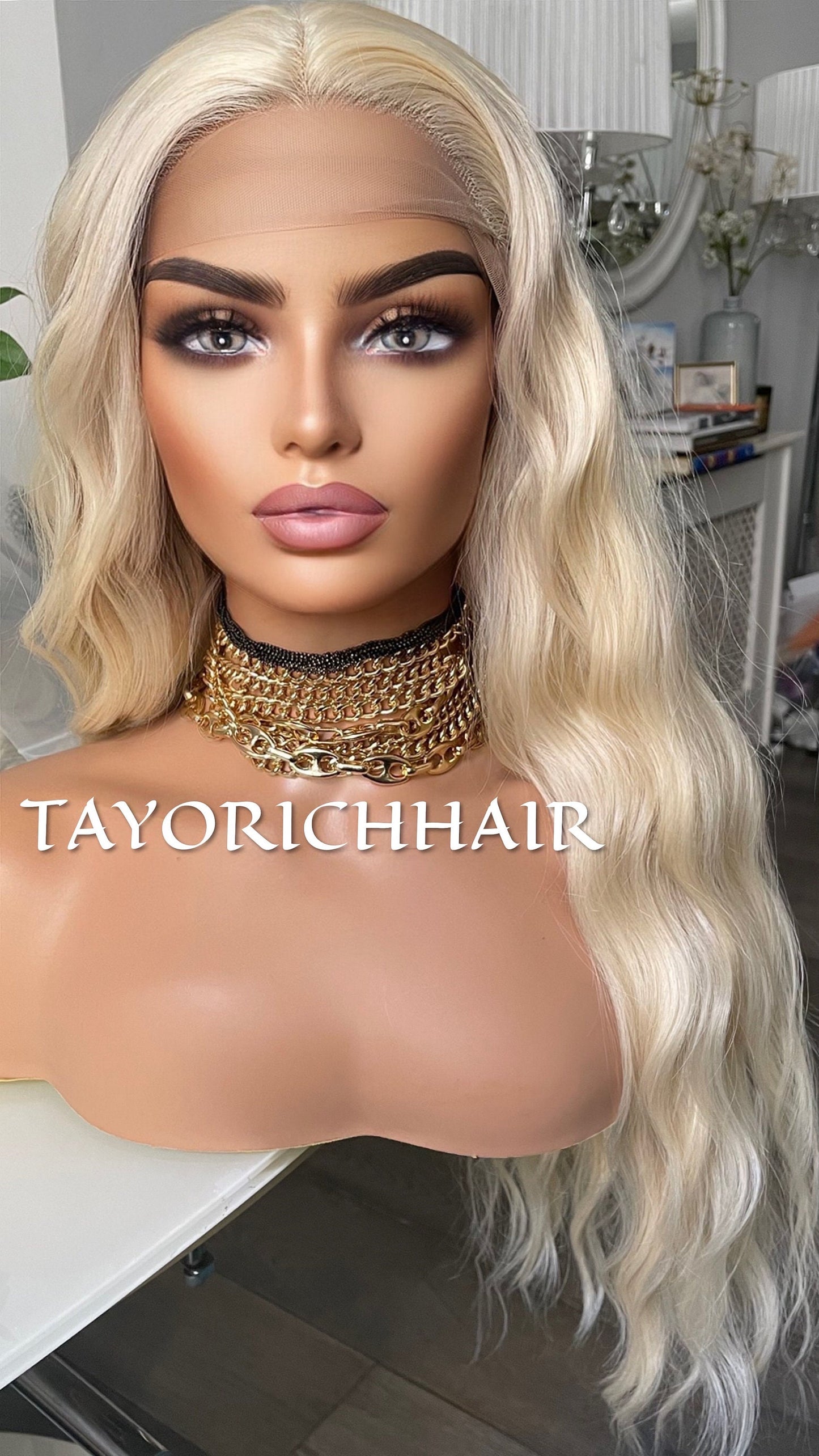 Blonde Hair Wig With Permanent Middle T Part Lace Front Made With Love/ Heat Friendly Synthetic Wig