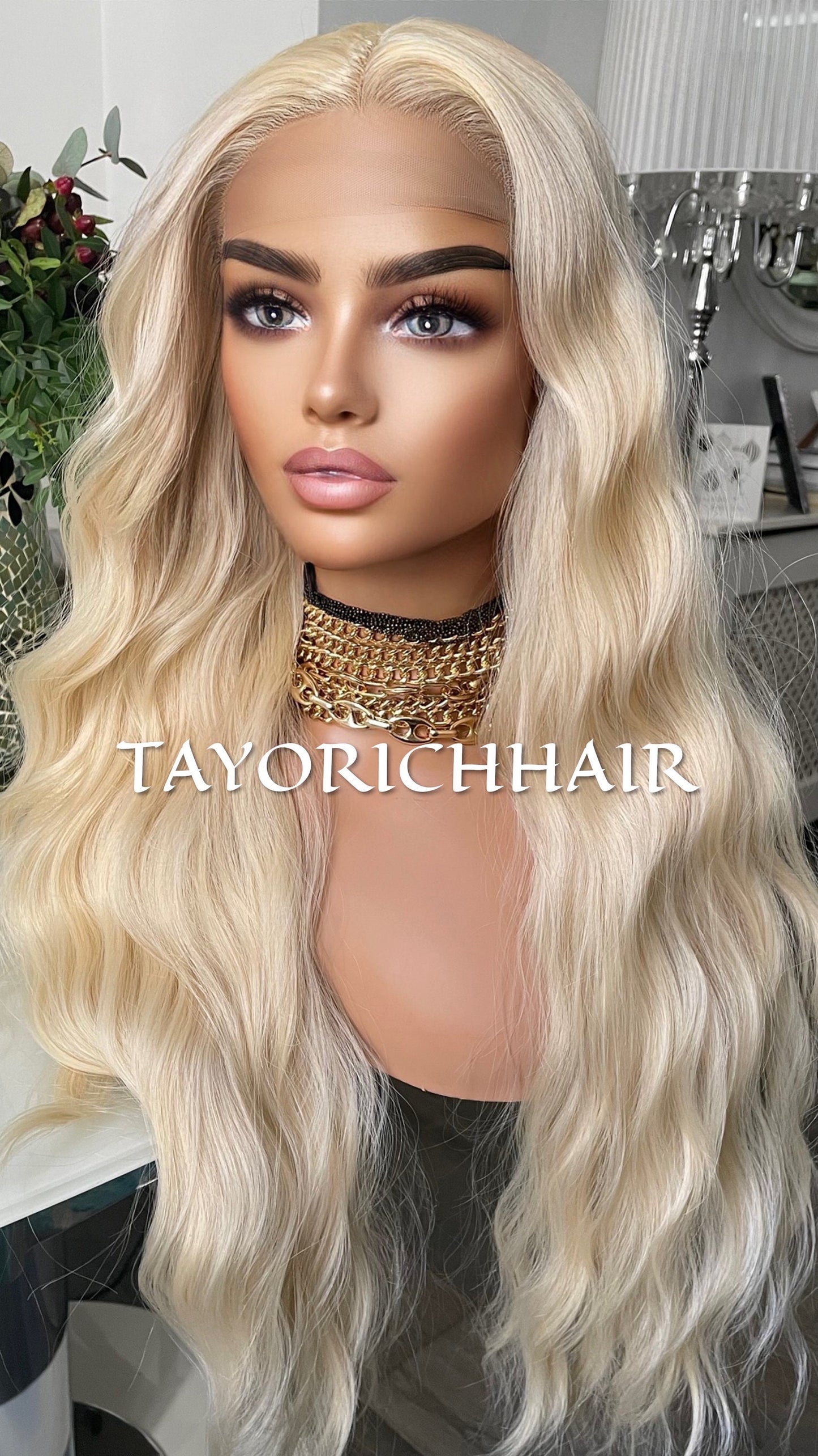 Blonde Hair Wig With Permanent Middle T Part Lace Front Made With Love/ Heat Friendly Synthetic Wig