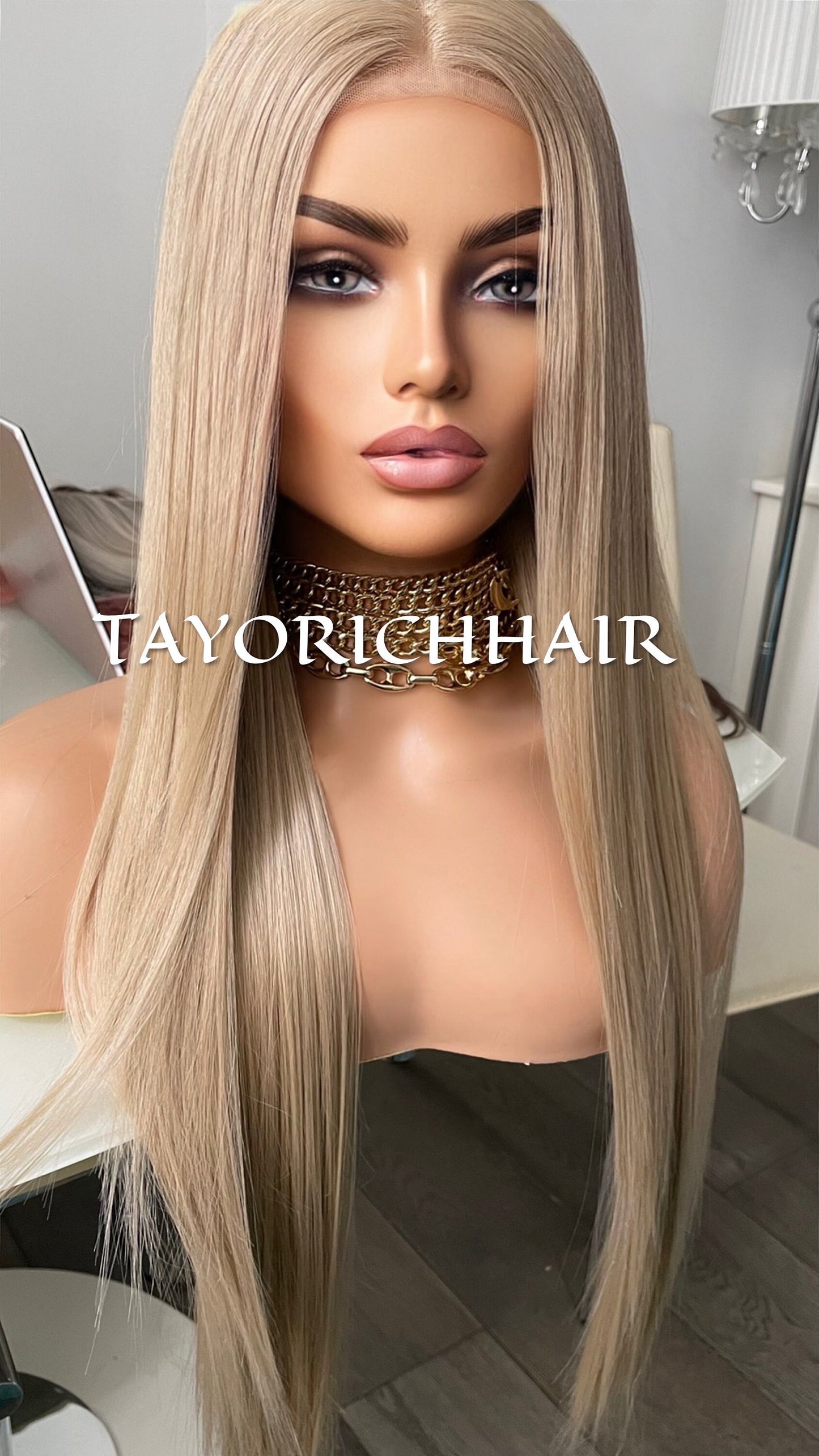 Natural Ash Blonde Straight Synthetic Wig