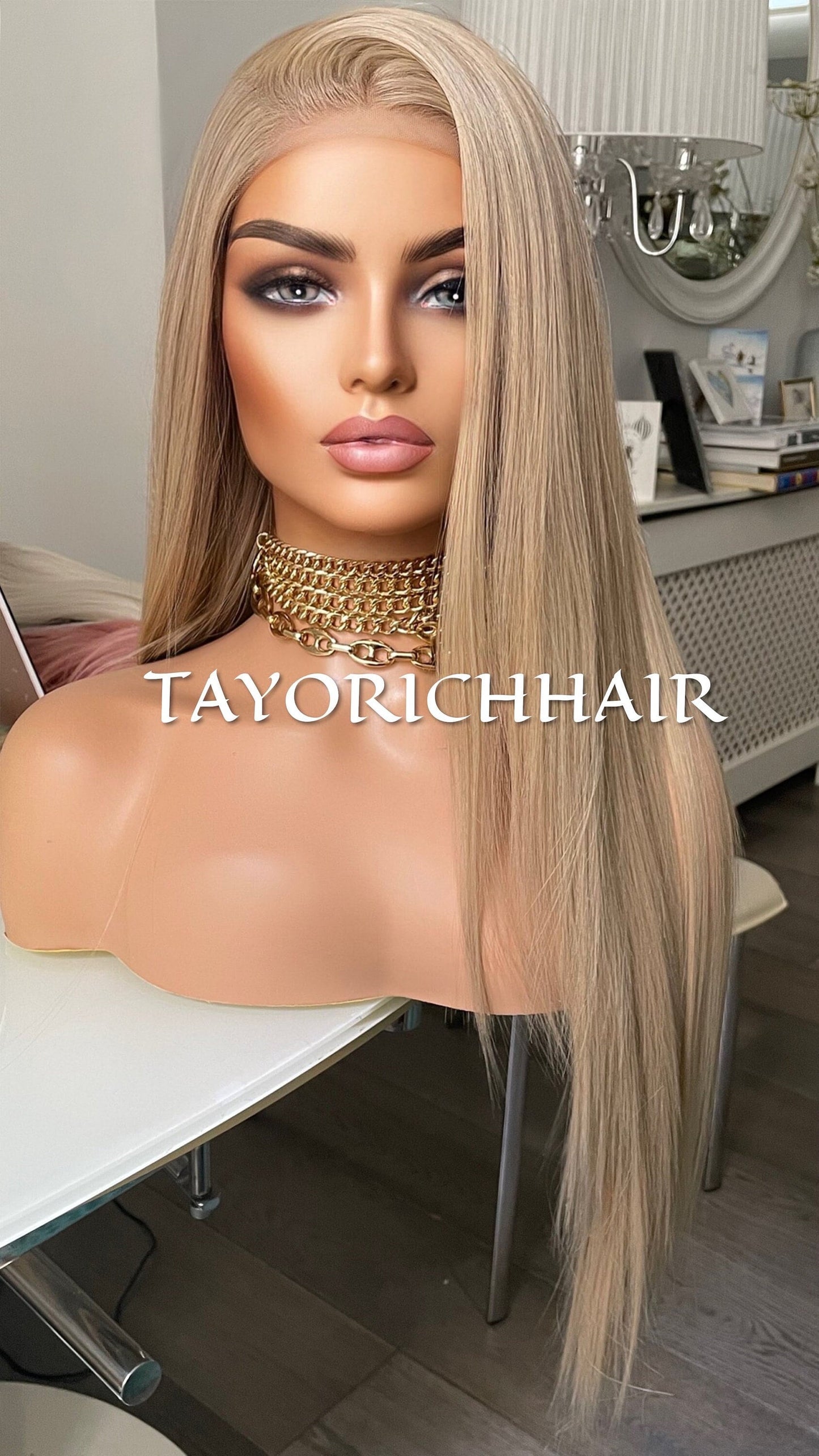 Natural Ash Blonde Straight Synthetic Wig