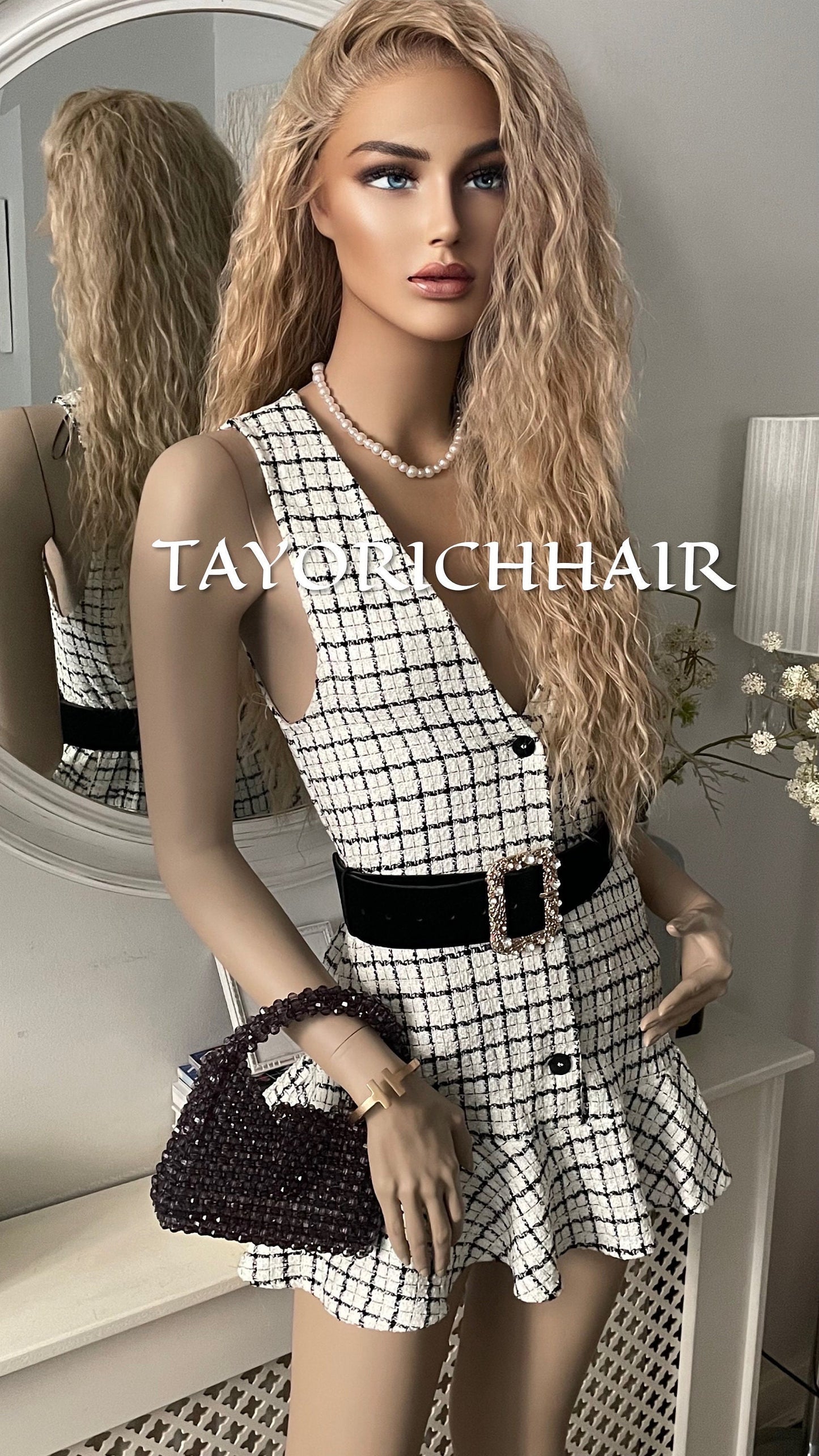 Curly Blonde Lace Front Wig/Light Weight Wig For Daily Wear/ Big Blonde Full Synthetic / Loose Curls Lace Wig