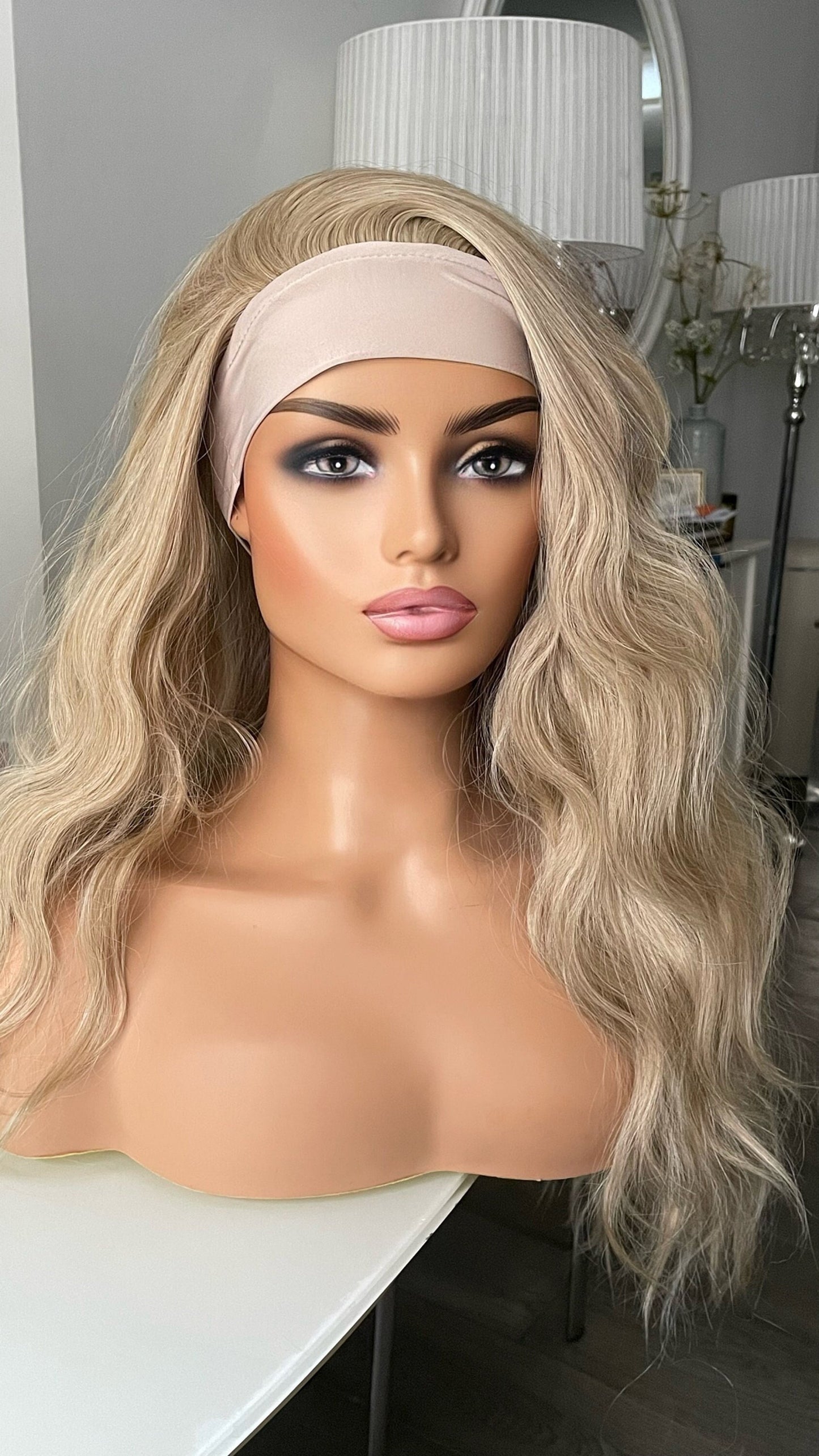 Ponytail Gym Wig With Band / Exercise Wig/ Workout Blonde Wig With Head Band/Heat Safe Synthetic Curly Wig For Running And Daily Workout
