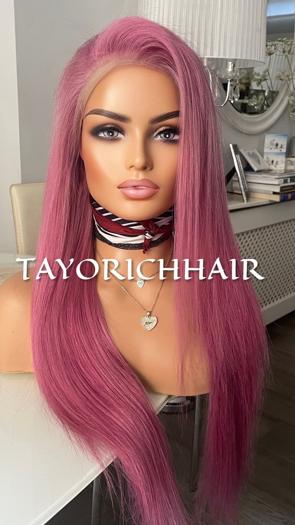 Pink Human Hair Wig/ Pink Lace Front Wig 22 inches 13x4 Swiss Lace Front / Pink Real Hair Wig For Daily Wear/ Long Straight Pink Wig