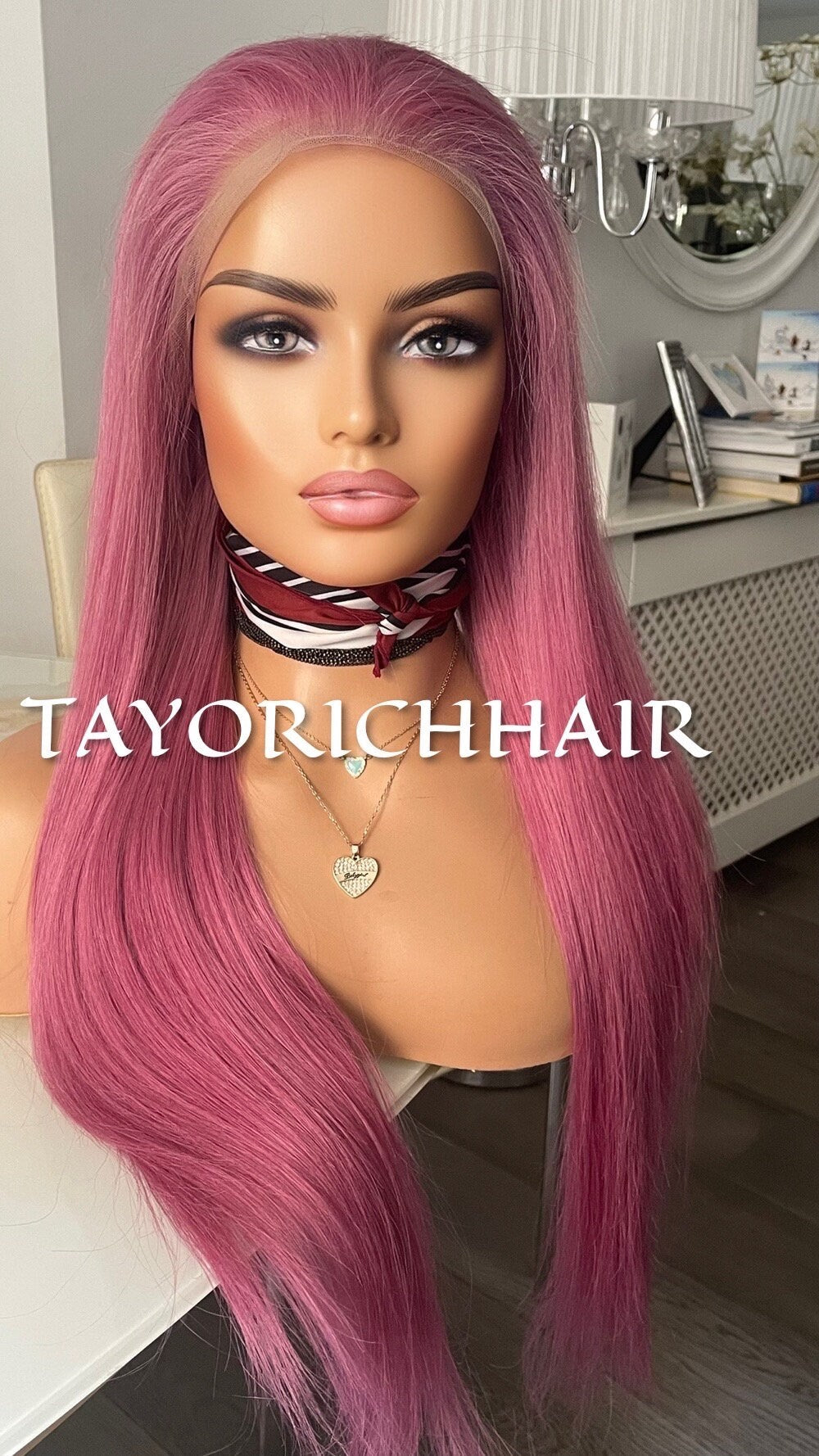 Pink Human Hair Wig/ Pink Lace Front Wig 22 inches 13x4 Swiss Lace Front / Pink Real Hair Wig For Daily Wear/ Long Straight Pink Wig