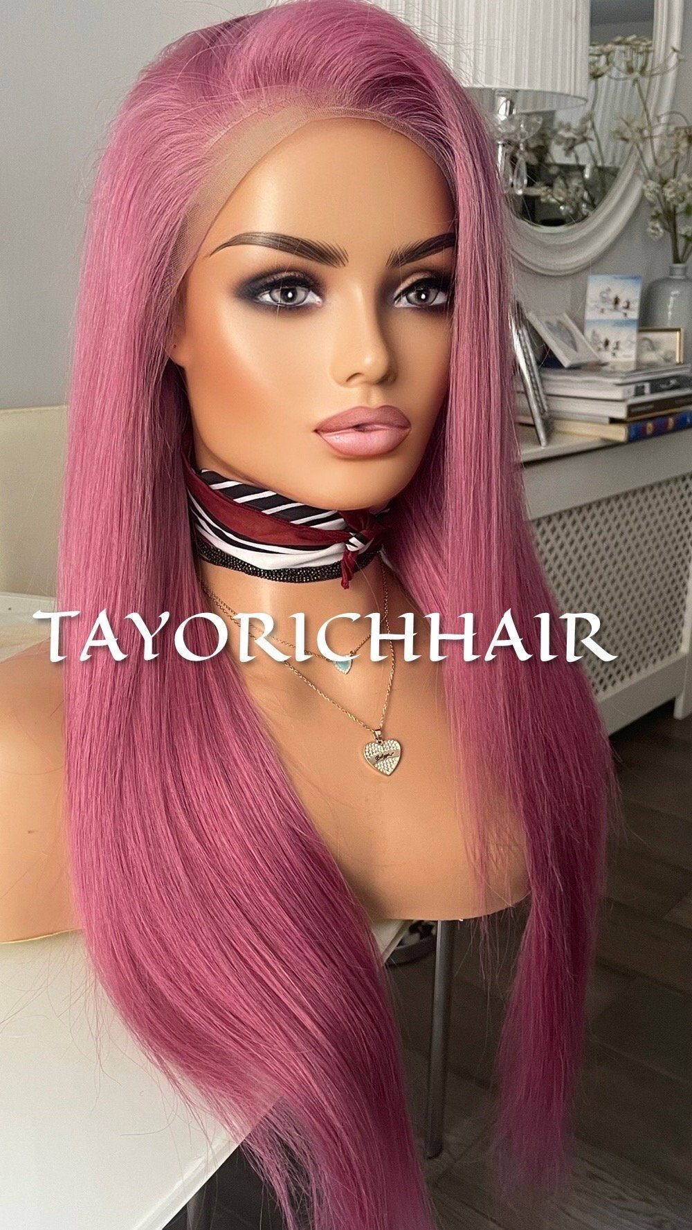 Pink Human Hair Wig/ Pink Lace Front Wig 22 inches 13x4 Swiss Lace Front / Pink Real Hair Wig For Daily Wear/ Long Straight Pink Wig