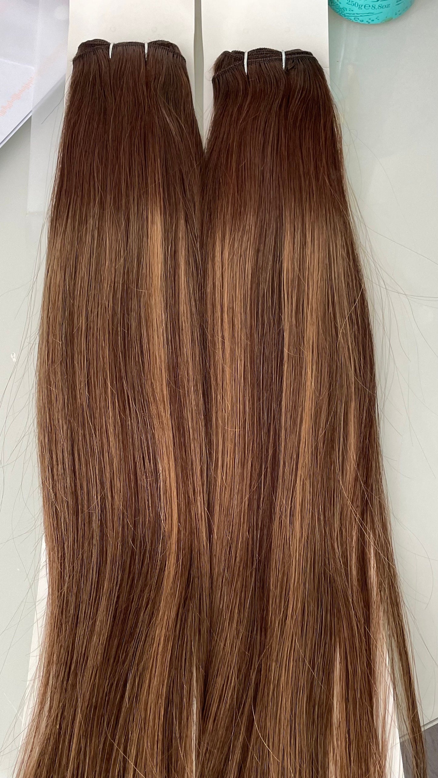Mixed Brown and Blonde Weft Human Hair Extensions/ 2 Bundles 18 Inches Straight Weft Brazilian Human Hair