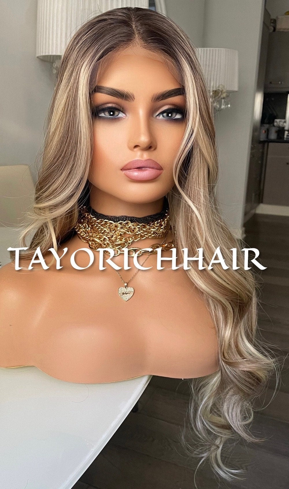 Rooted Mixed Blonde Synthetic Lace Front Wig