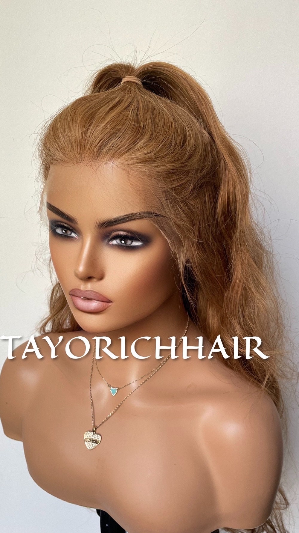 Golden Auburn Human Hair Wig/ Free Part Wig With HD 13x4 Lace/ 180% Density 24 Inches Wavy Real Hair Wig For Women Daily Wear Wigs By Tayorichhair