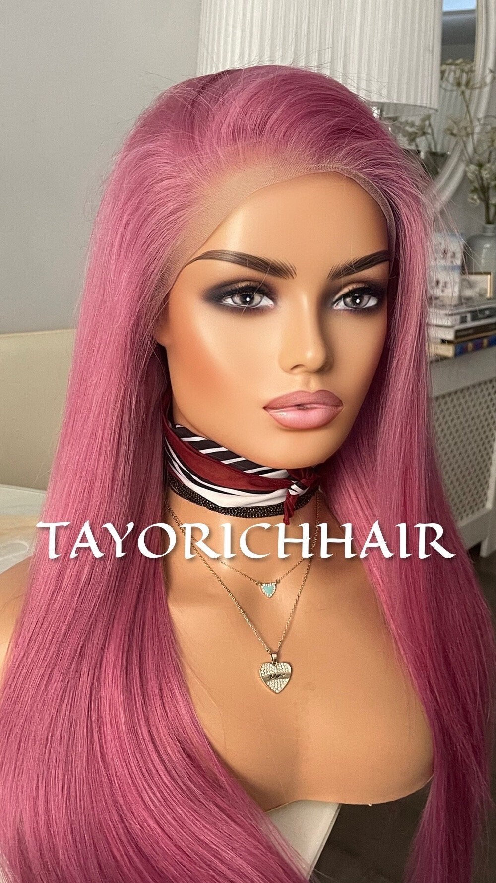 Pink Human Hair Wig/ Pink Lace Front Wig 22 inches 13x4 Swiss Lace Front / Pink Real Hair Wig For Daily Wear/ Long Straight Pink Wig