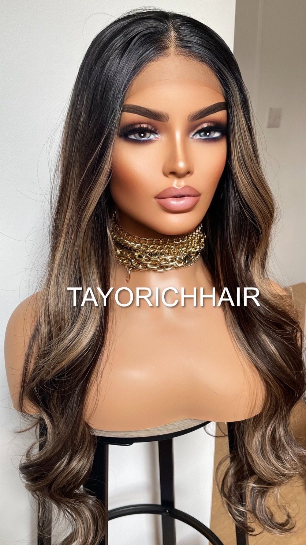 Darkest Brunette Face Framing Money Piece Wigs For Women/ Heat Safe Luxury Synthetic Wig/ Minimalist Style Wigs/ Handmade Synthetic Wigs