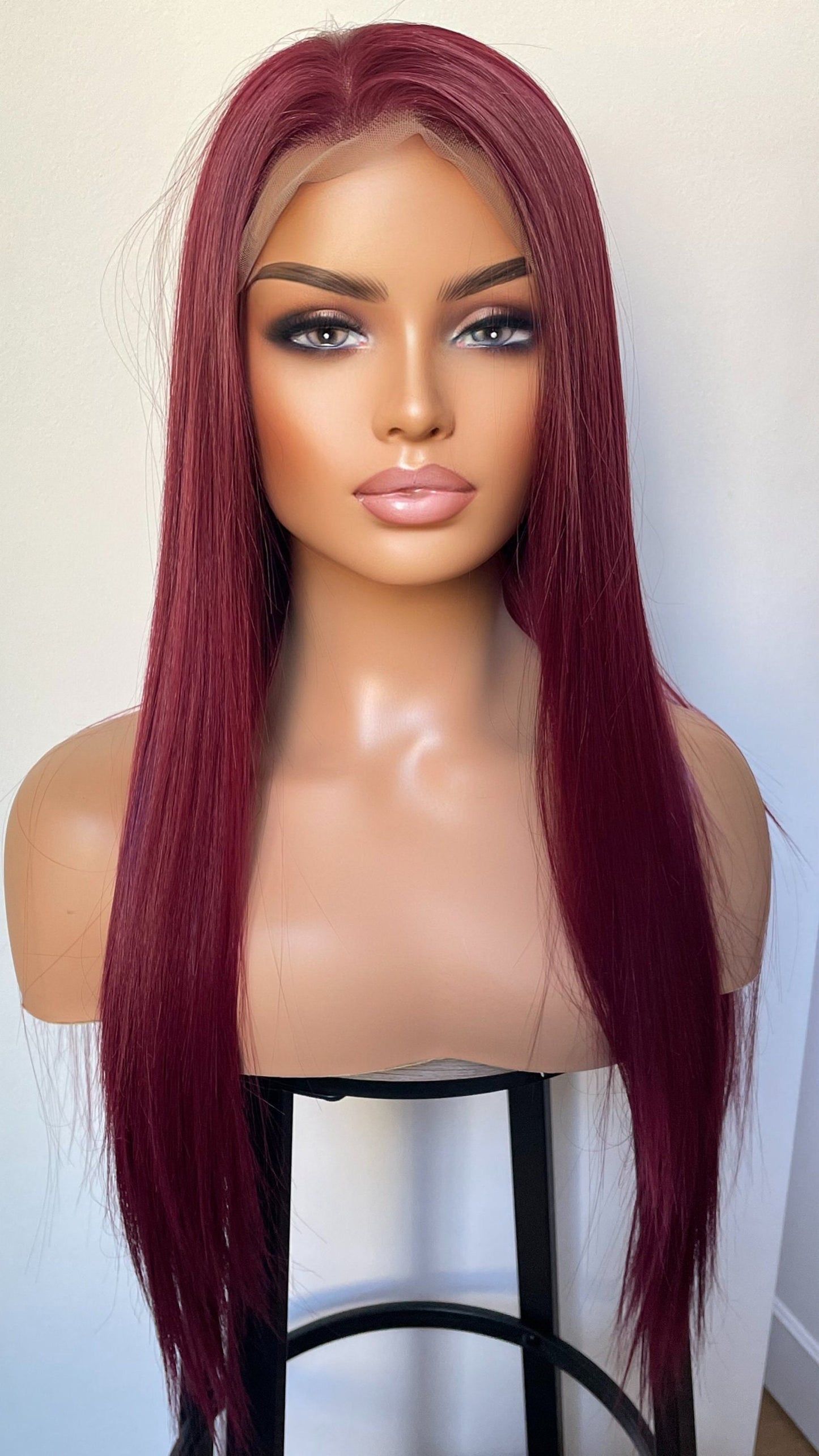 Burgundy 24 Inches Straight Hair Synthetic Wig 13x6 Wide lace By Tayorichhair
