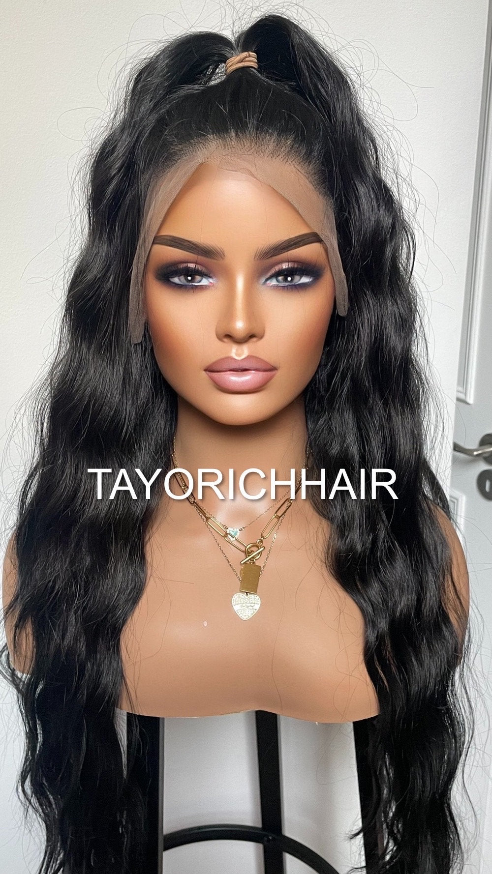 Jet Black Curly Lace Front Synthetic Wig/ Black Gothic Wig/ 13x4 Lace Front/ Black Long Beach Waves Heat Friendly Wig/ Long Free Part Wig