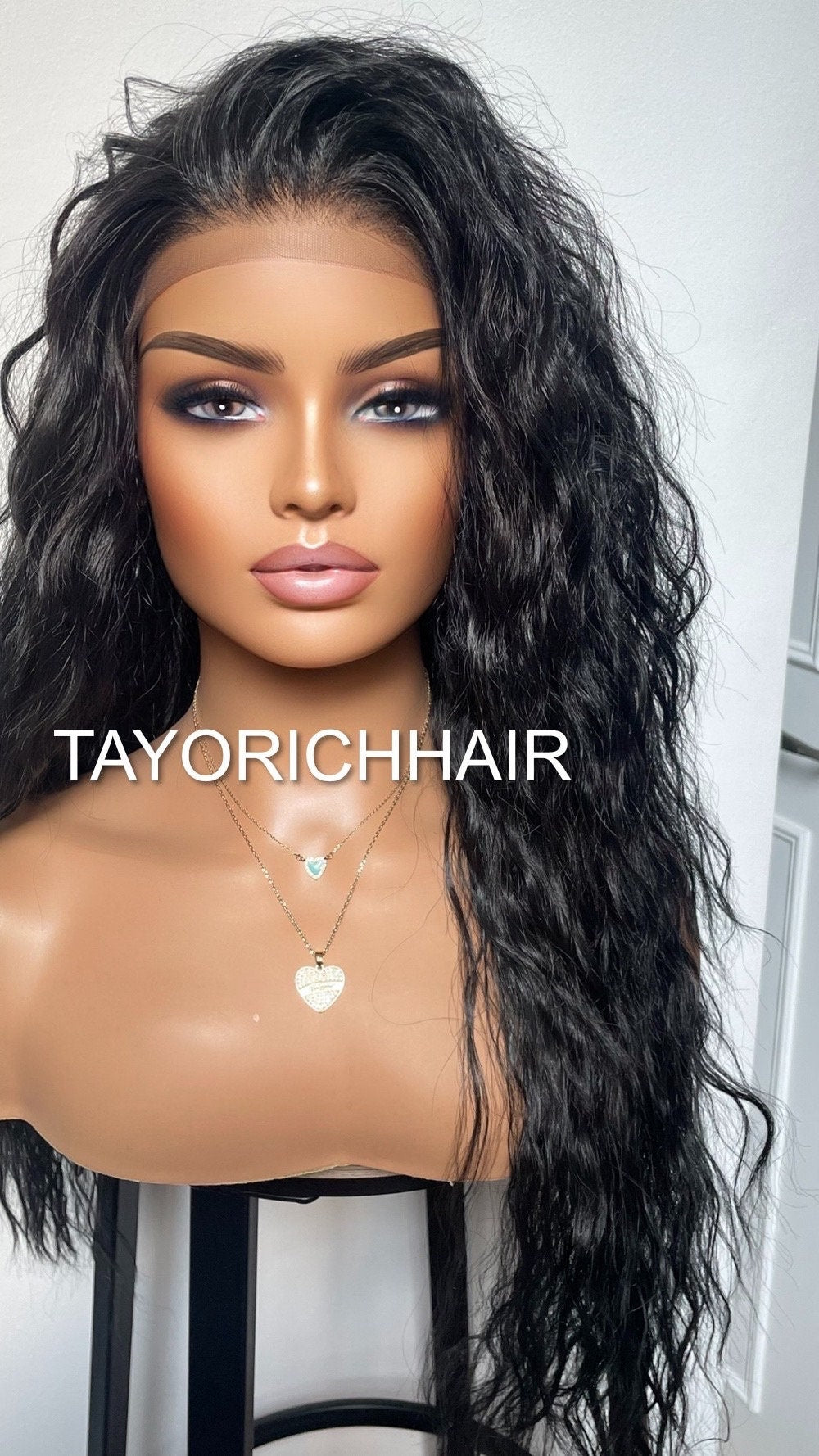 Curly Black Lace Front Wig/Light Weight Wig For Daily Wear/ Big Black Full Synthetic / Loose Curls Chic Lace Wig
