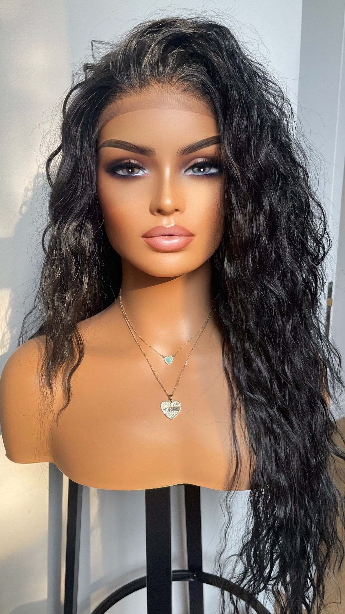 Curly Black Lace Front Wig/Light Weight Wig For Daily Wear/ Big Black Full Synthetic / Loose Curls Chic Lace Wig