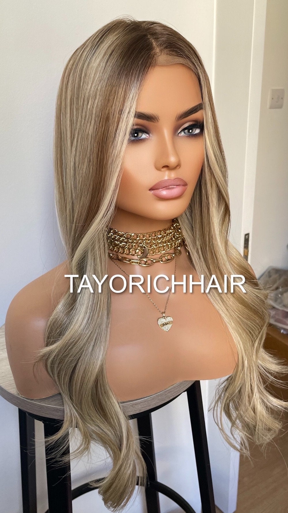New 20 Inches Mixed Blonde Synthetic Lace Front Wig/ Average Cap Size/ 13x4 Swiss Lace / Realistic Natural Looking Wig/ Ready To Ship Wigs