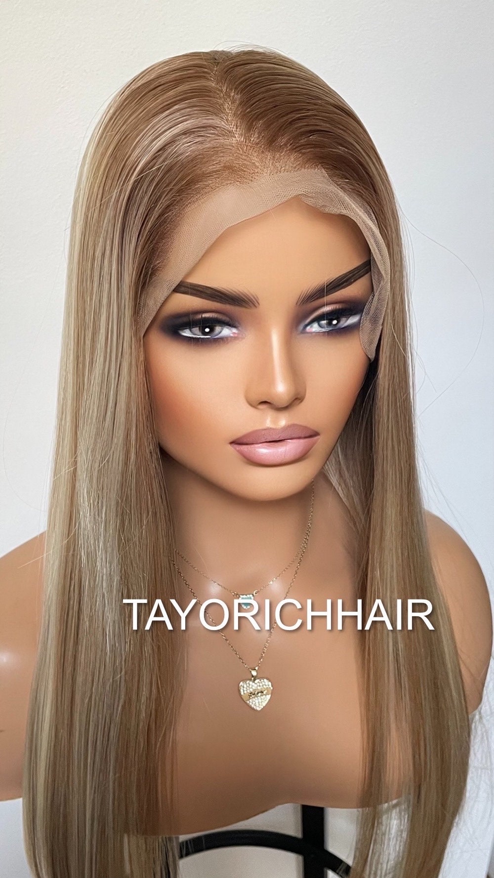 13x6 Mixed Honey Blonde Straight Hair Synthetic Lace Front Wig For Women