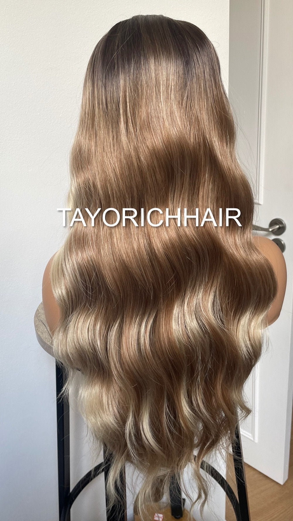 Blonde Brown Long Lace Front Wig With Highlights Balayage Dark Roots Wavy Wig Heat Resistant Women Luxury Wigs Gift For Her Easy Wear Wigs