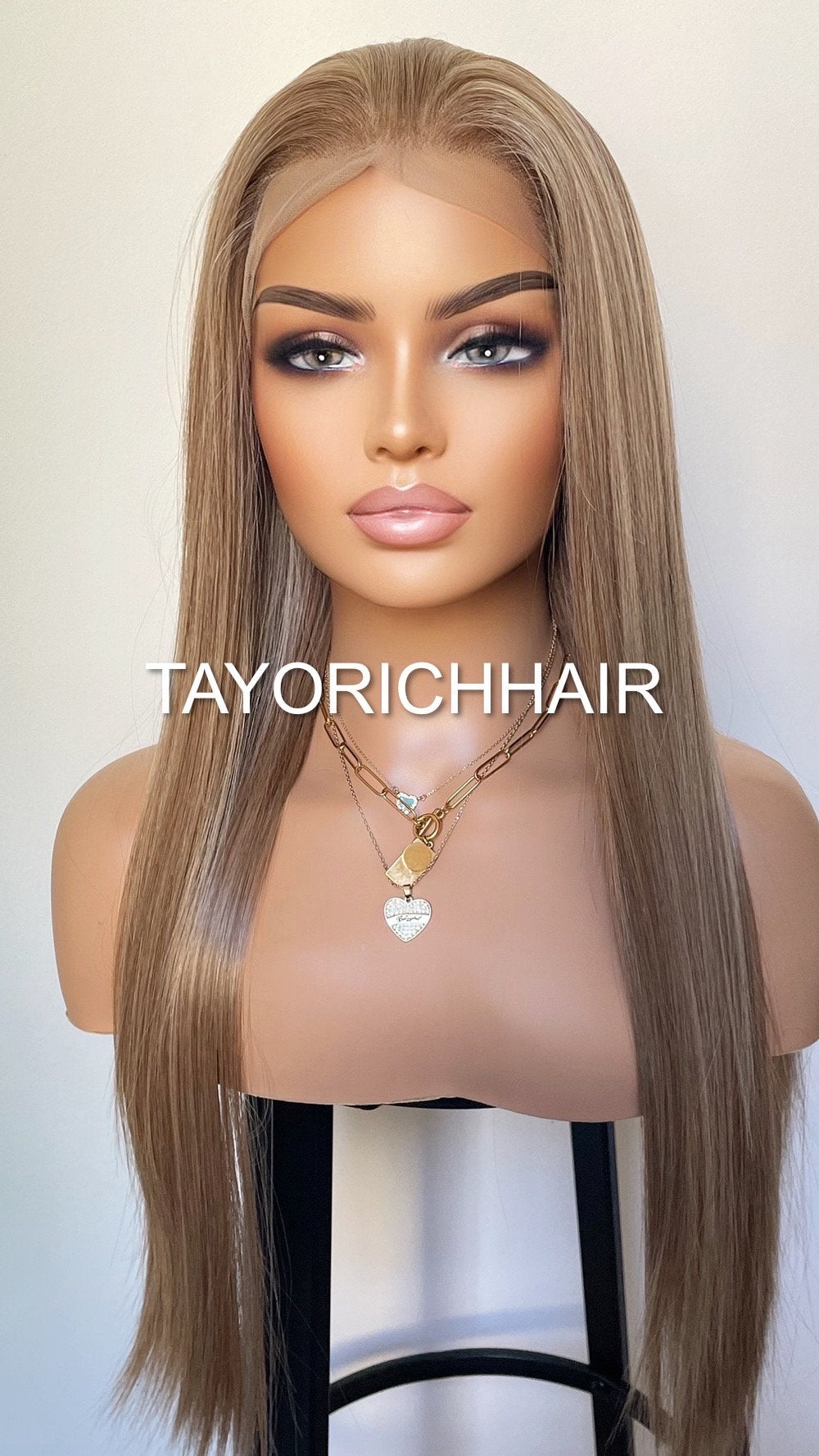 Mixed Dark Blonde Lace Wig With 13x3 Soft Lace LOng Straight Hair Wig With Free Part/ Preplucked Realistic Synthetic Wig
