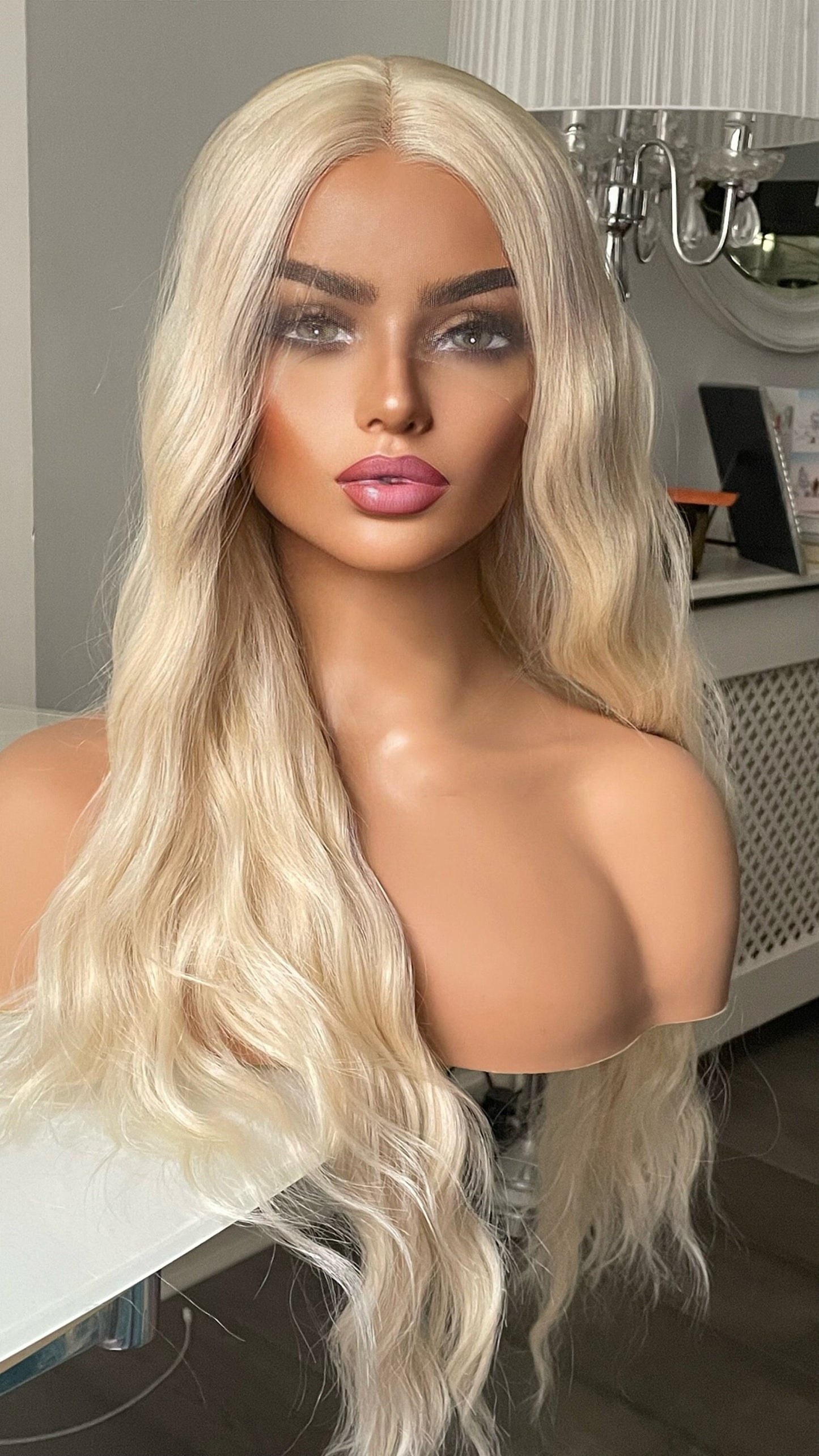 Blonde Hair Wig With Permanent Middle T Part Lace Front Made With Love/ Heat Friendly Synthetic Wig