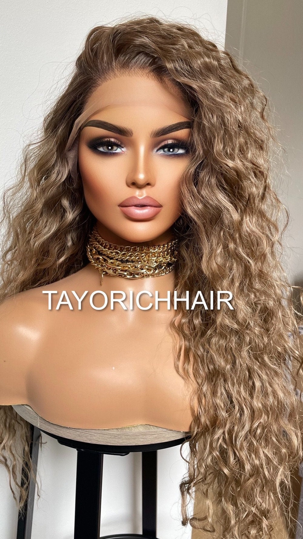 Dark Ash Curly Synthetic Wig For Small Extra Small Head Size
