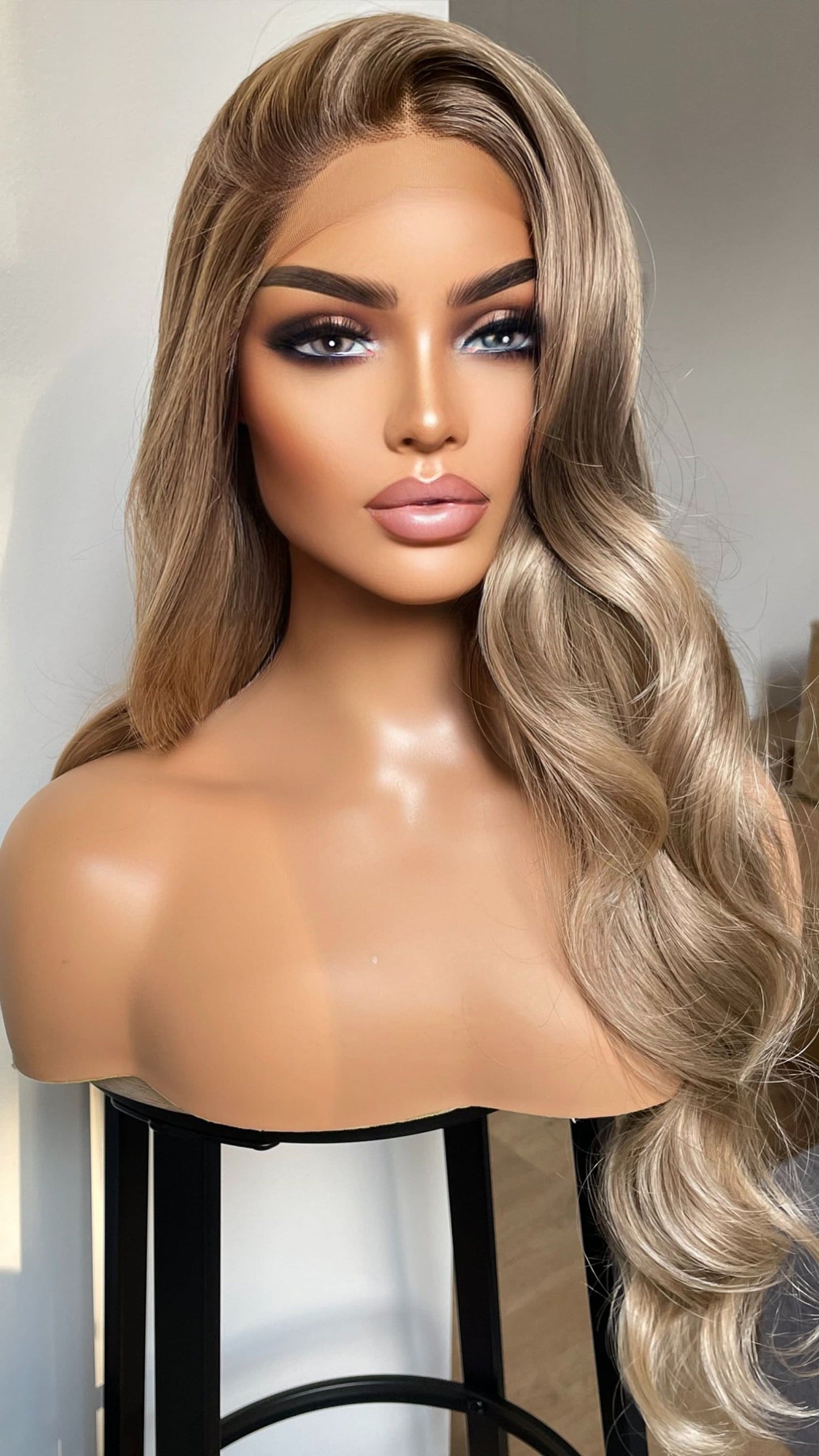 Rooted Dark Ash Blonde Lace Front Synthetic Wig