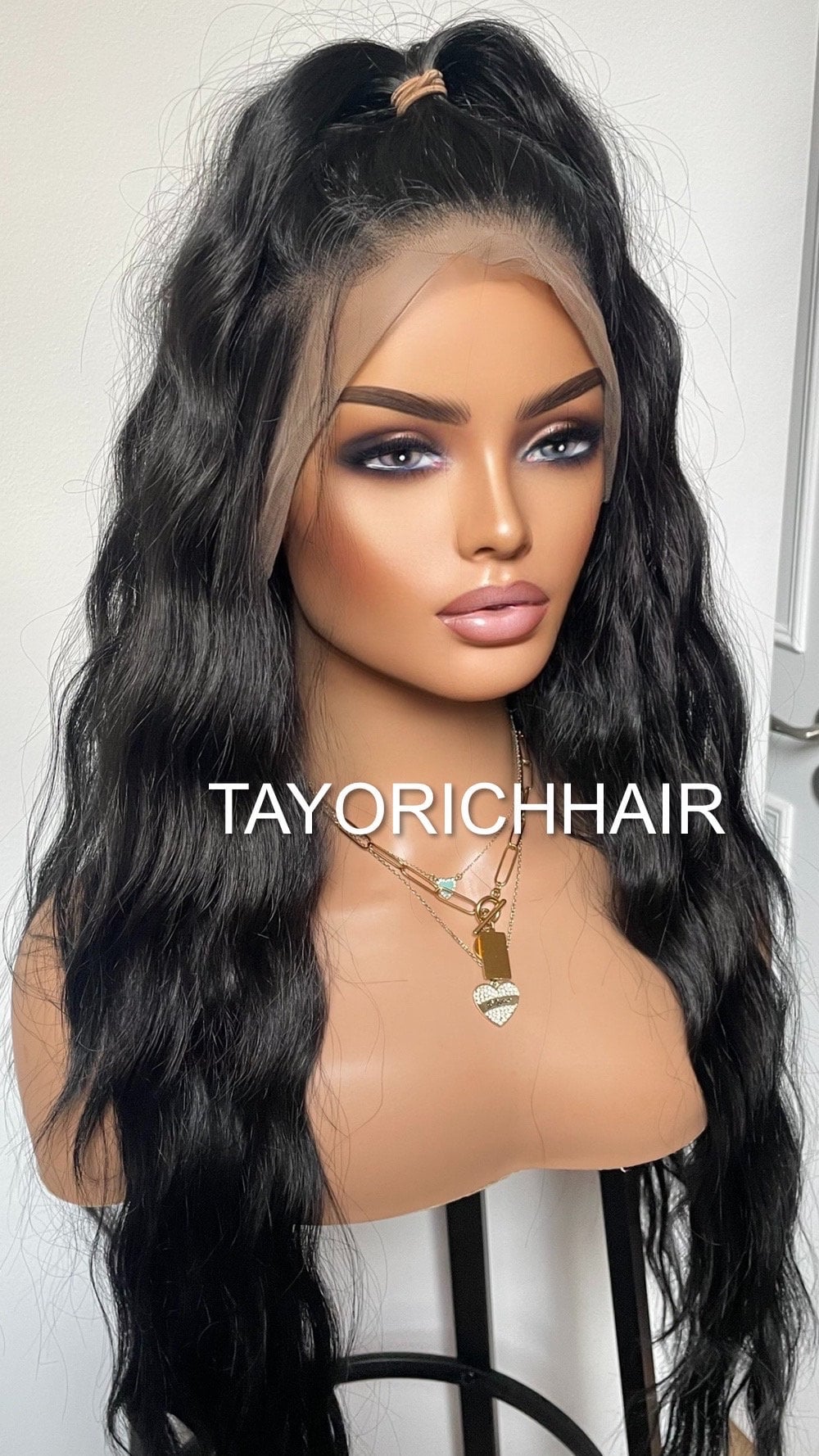 Jet Black Curly Lace Front Synthetic Wig/ Black Gothic Wig/ 13x4 Lace Front/ Black Long Beach Waves Heat Friendly Wig/ Long Free Part Wig
