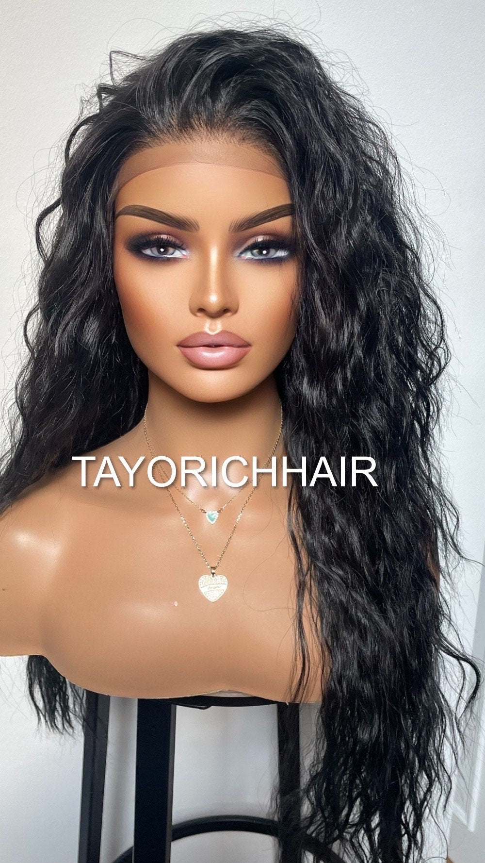 Curly Black Lace Front Wig/Light Weight Wig For Daily Wear/ Big Black Full Synthetic / Loose Curls Chic Lace Wig