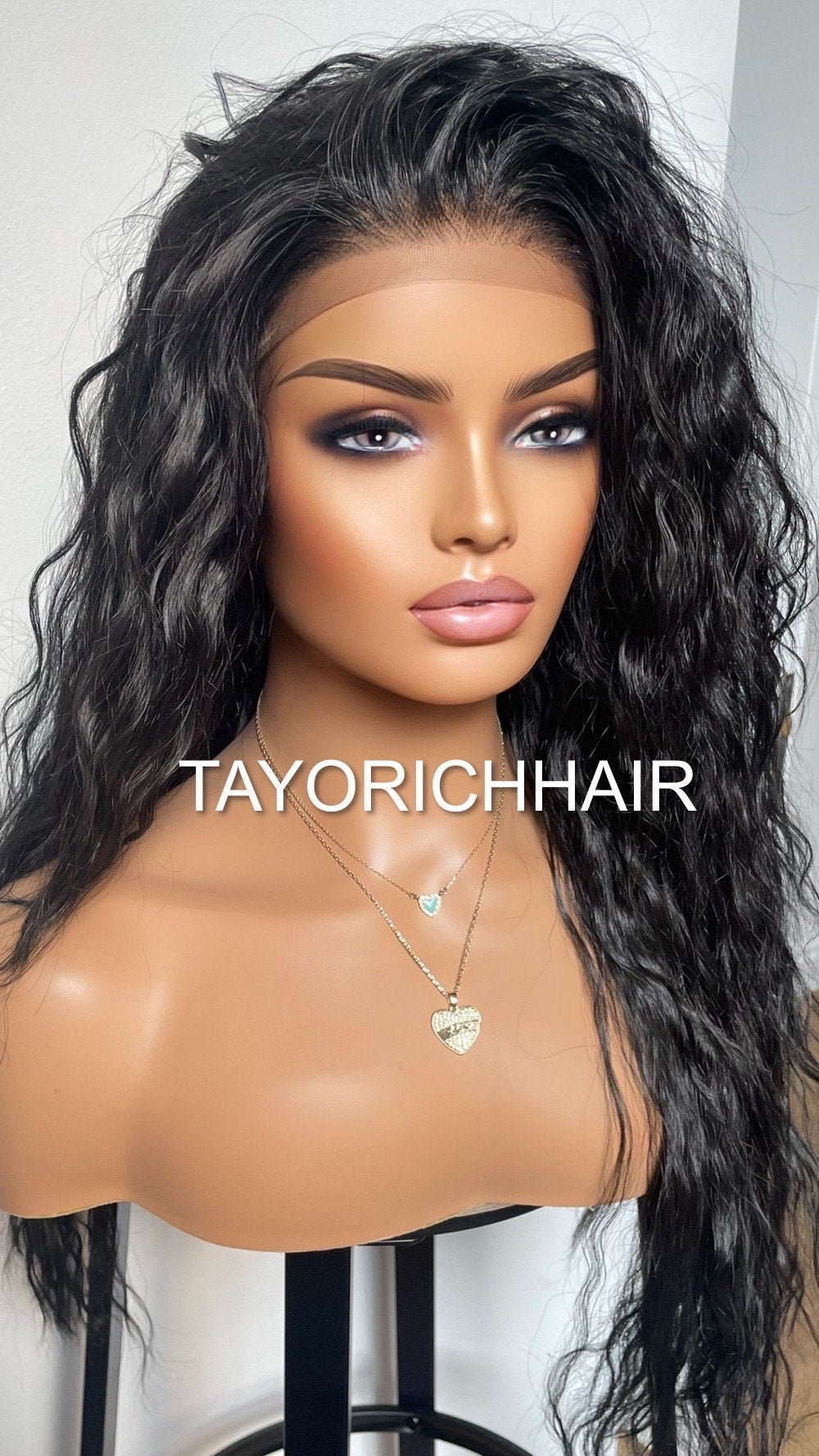 Curly Black Lace Front Wig/Light Weight Wig For Daily Wear/ Big Black Full Synthetic / Loose Curls Chic Lace Wig