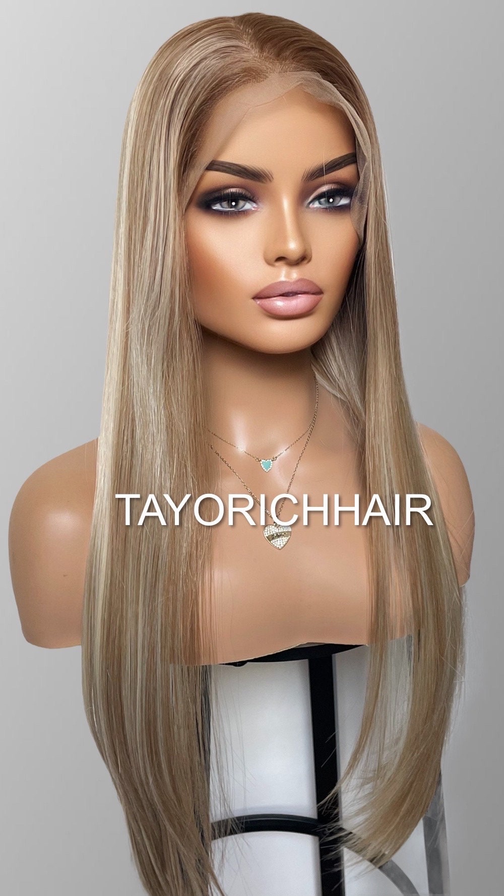 13x6 Mixed Honey Blonde Straight Hair Synthetic Lace Front Wig For Women