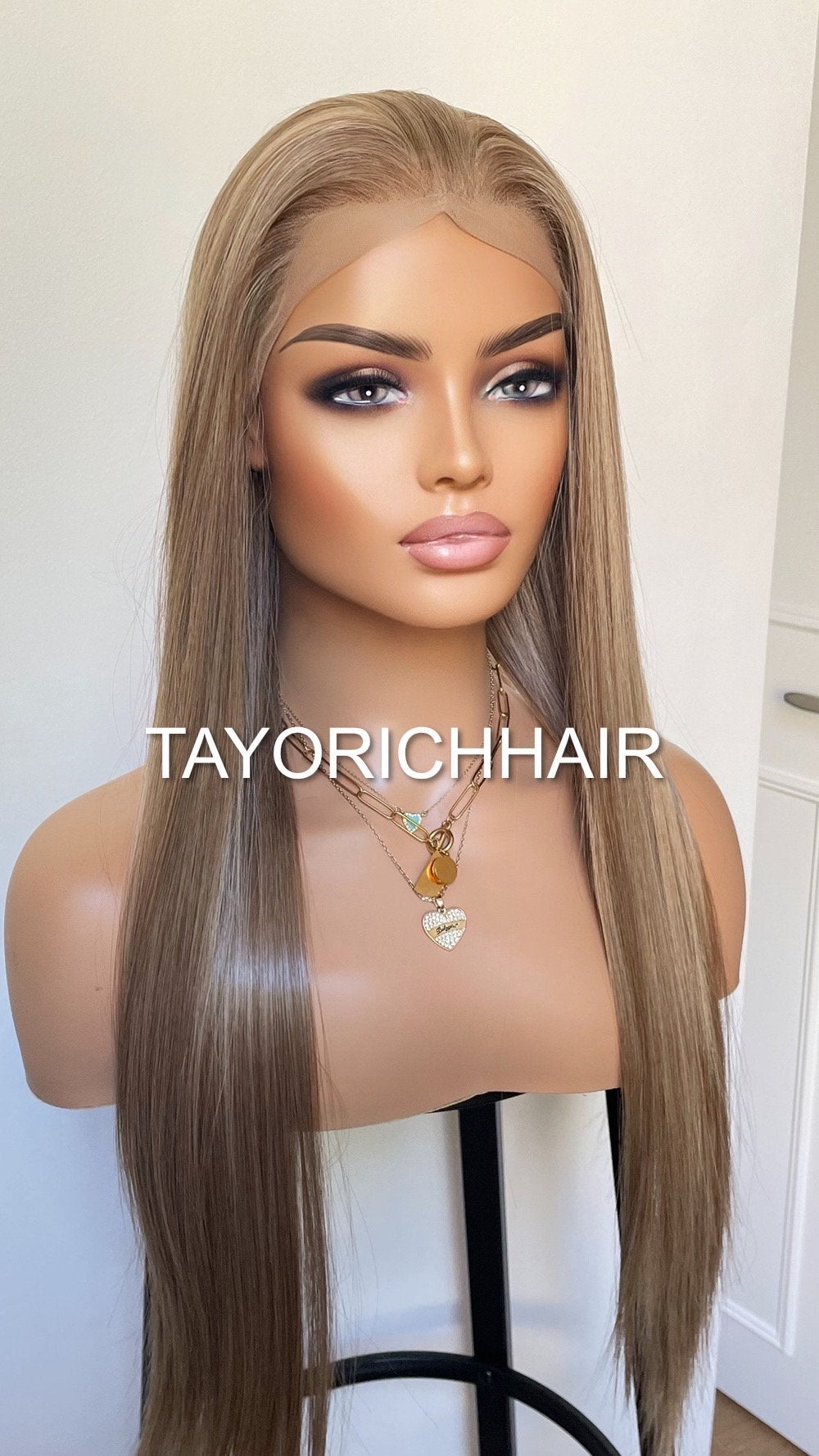 Mixed Dark Blonde Lace Wig With 13x3 Soft Lace LOng Straight Hair Wig With Free Part/ Preplucked Realistic Synthetic Wig