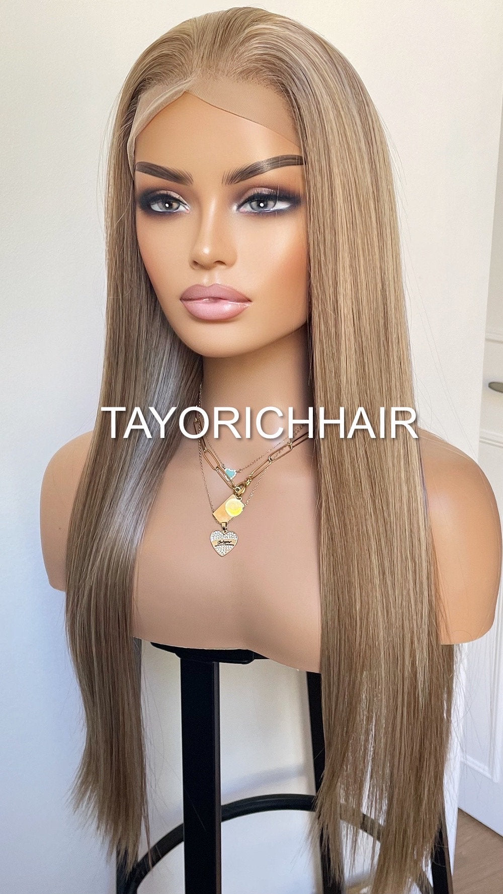 Mixed Dark Blonde Lace Wig With 13x3 Soft Lace LOng Straight Hair Wig With Free Part/ Preplucked Realistic Synthetic Wig