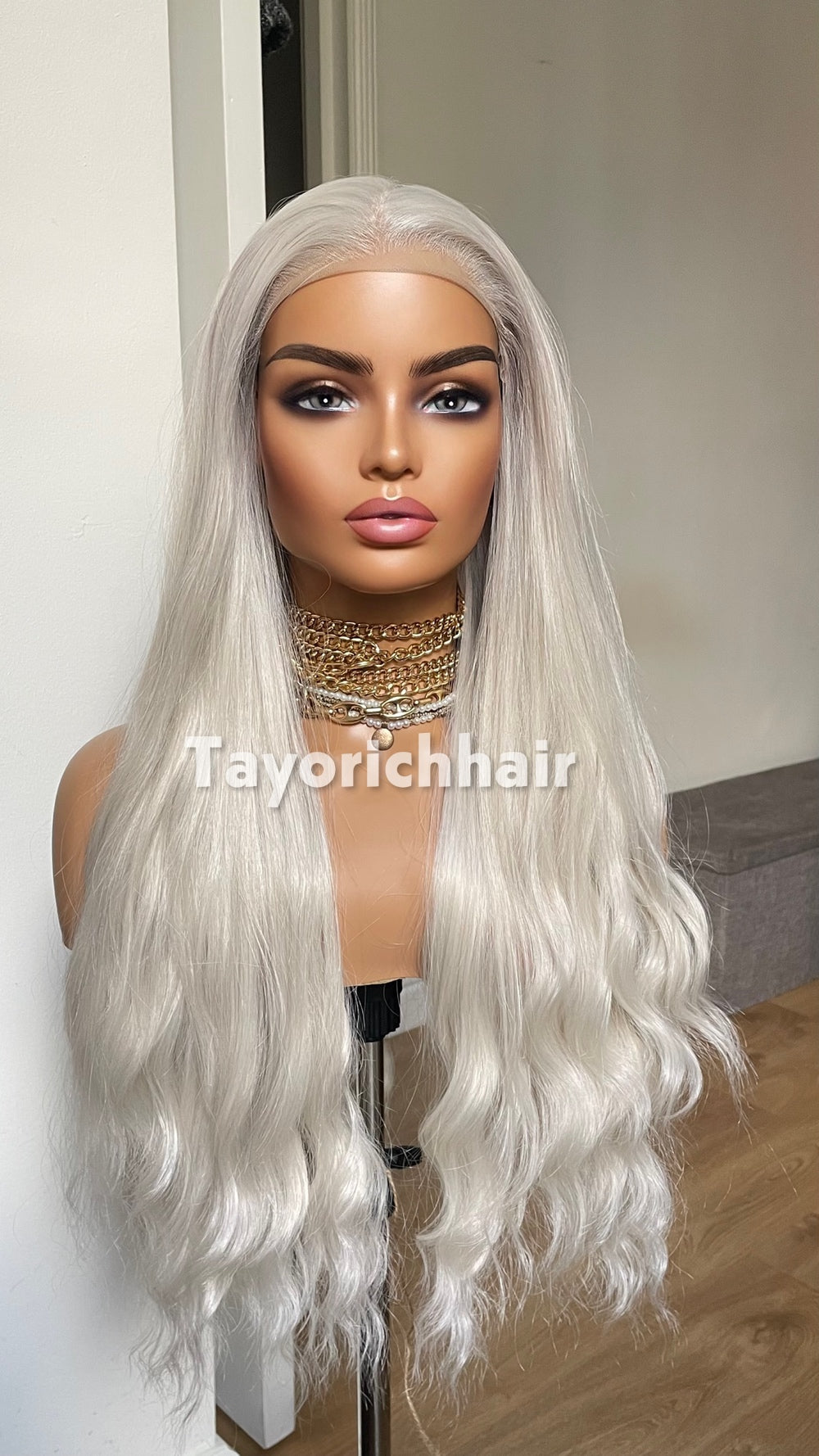 Platinum Blonde Lace Front Wig: 26 Inch Wavy Hair 13 by 6 Lace