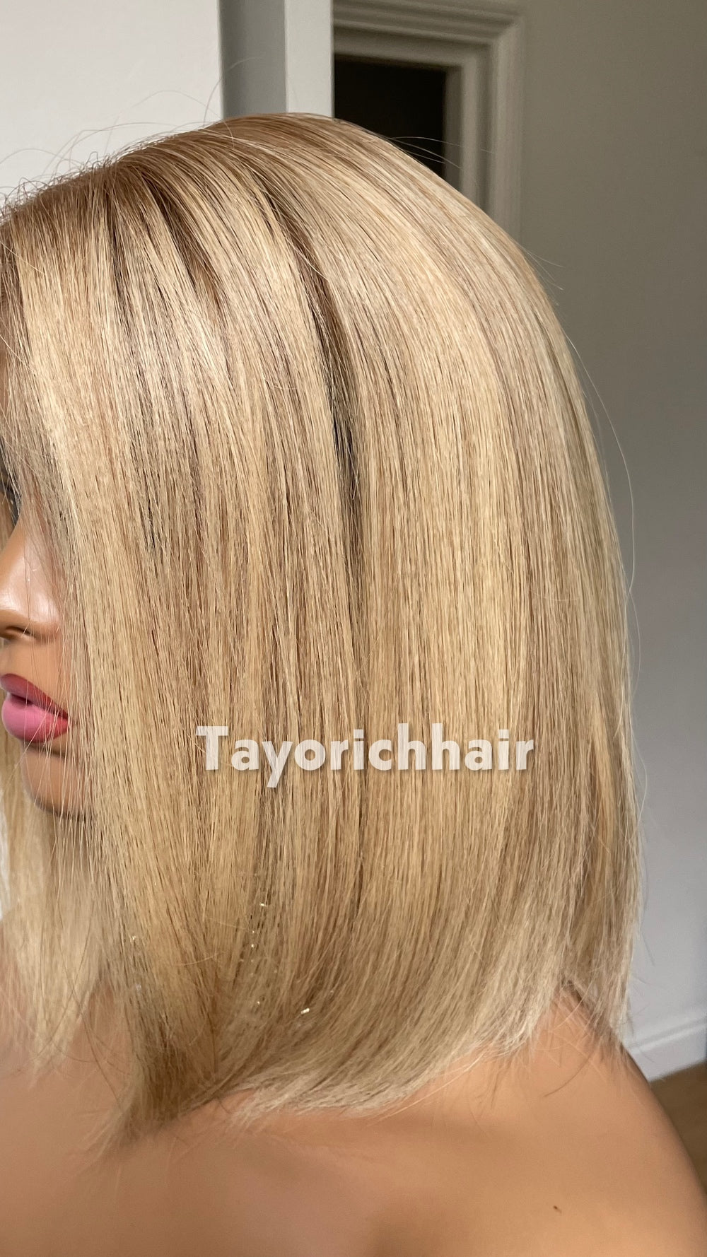 Glueless 12 Inch Blonde Bob Human Hair Wig - 150% Density, Silk Top European Virgin Hair