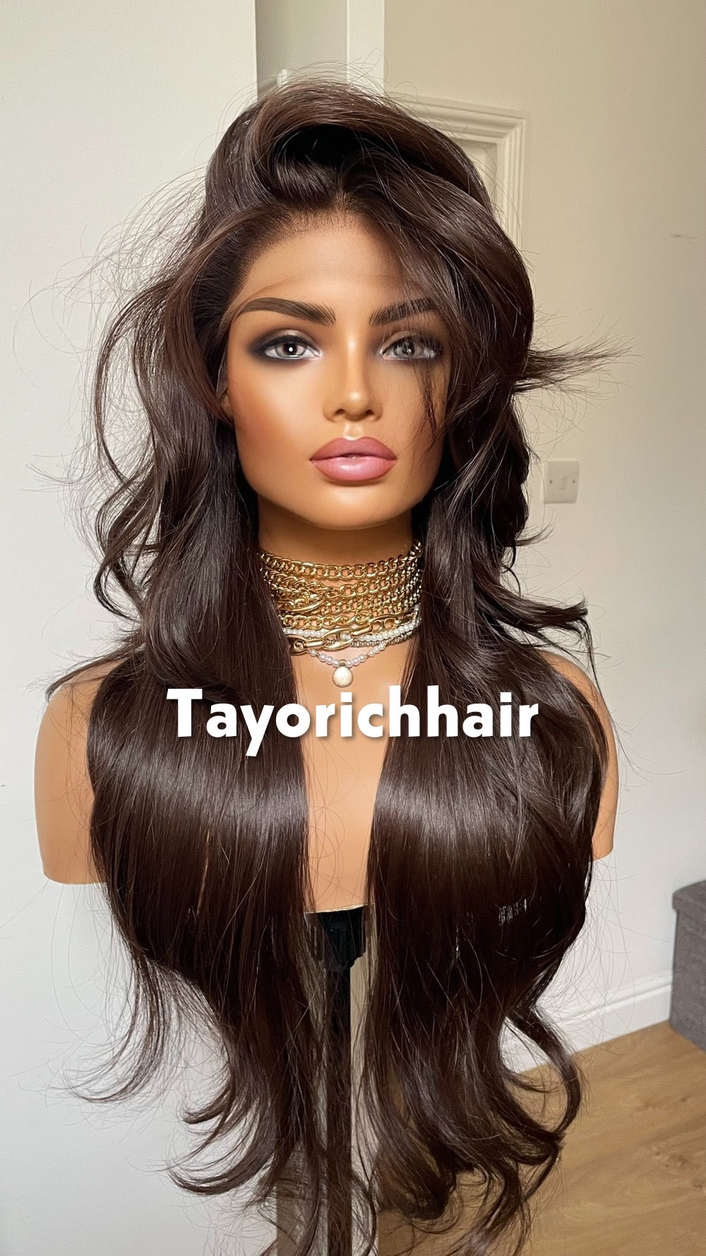Tayorichhair Dark Brown Layered Glueless Synthetic Lace Front Wig (10"-22")