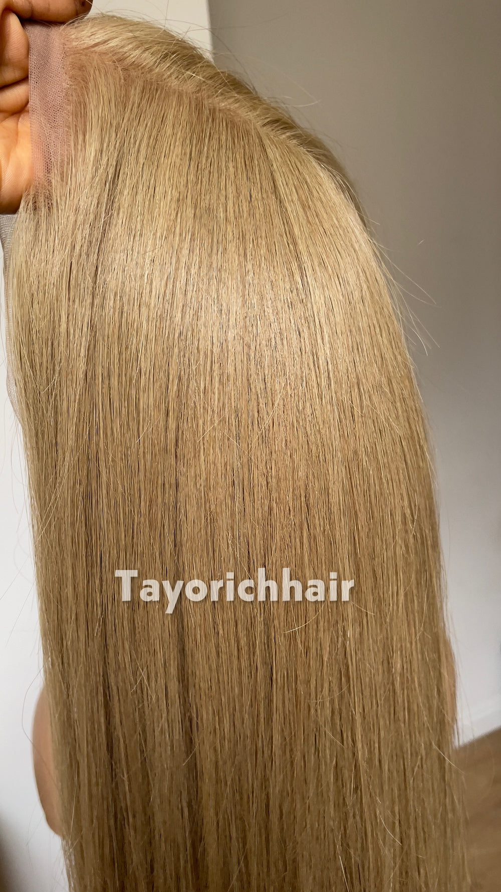 Golden Ash Blonde Human Hair Wig | 18” Straight