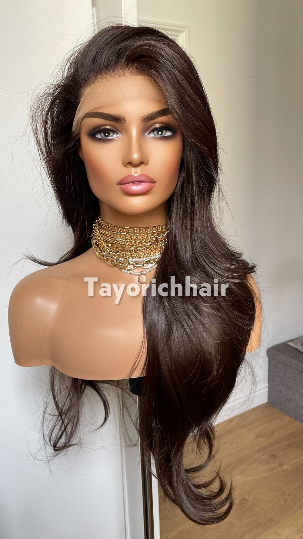 Tayorichhair Dark Brown Layered Glueless Synthetic Lace Front Wig (10"-22")