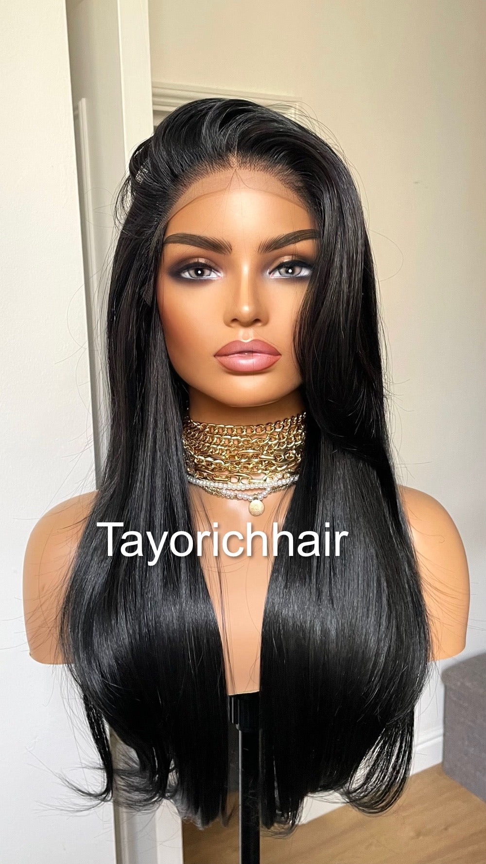 Tayorichhair 20-Inch Jet Black Straight Synthetic Wig – 13x3 Transparent Lace Front, Free Part Beginner-Friendly Glueless Daily Wear Wig