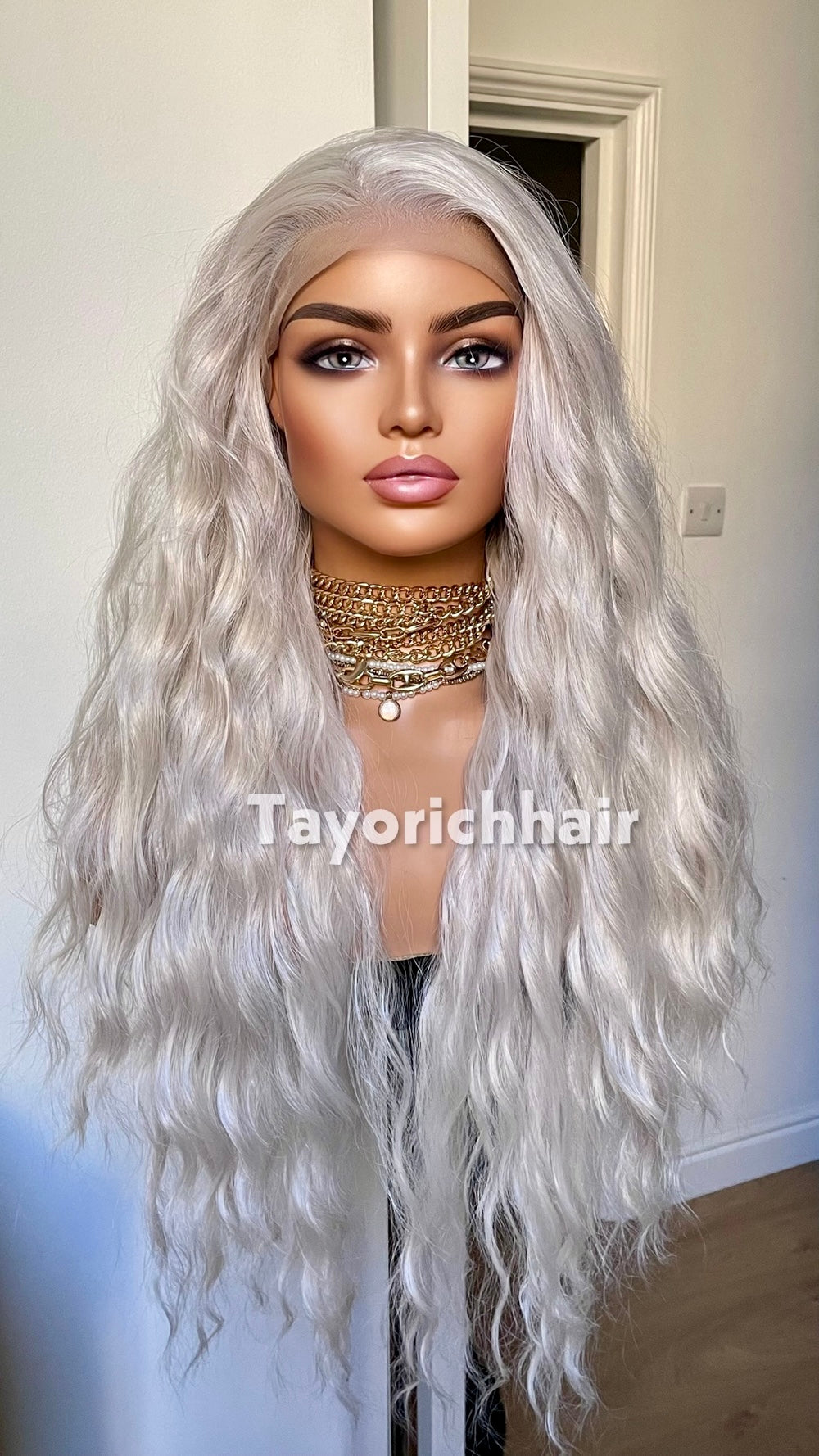 Tayorichhair Icy Platinum Blonde Loose Curls Wig – 24" Heat Safe Synthetic