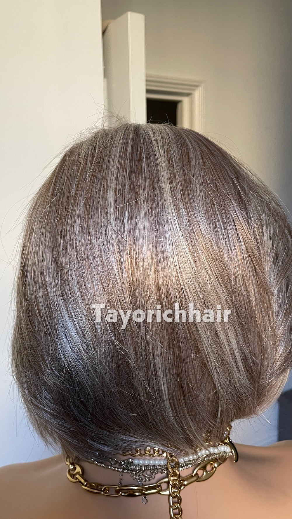 Grey Bob Wig | 10” Straight Heat-Safe Synthetic Lace Front Wig | Tayorichhair