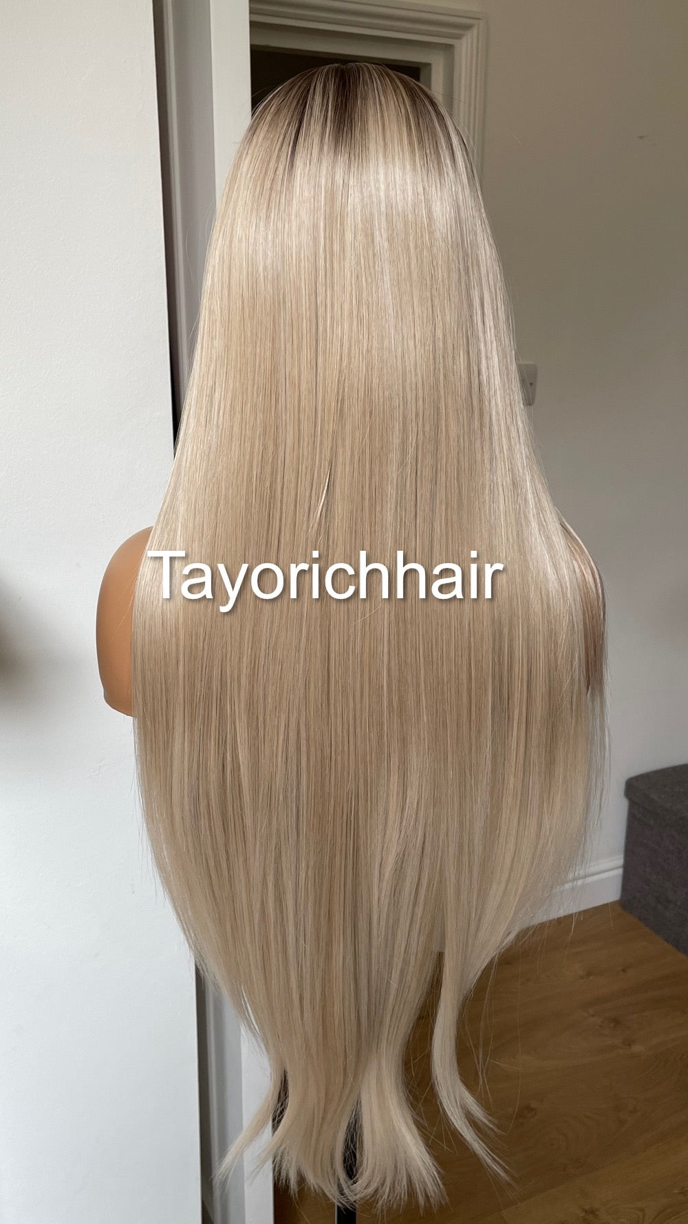 Rooted Pearl Blonde Heat Friendly Synthetic Lace Frontal Wig With 13 By 6 Wide Lace/ Straight Blonde Hair Wig Fror Women/Tayorichhair Wigs