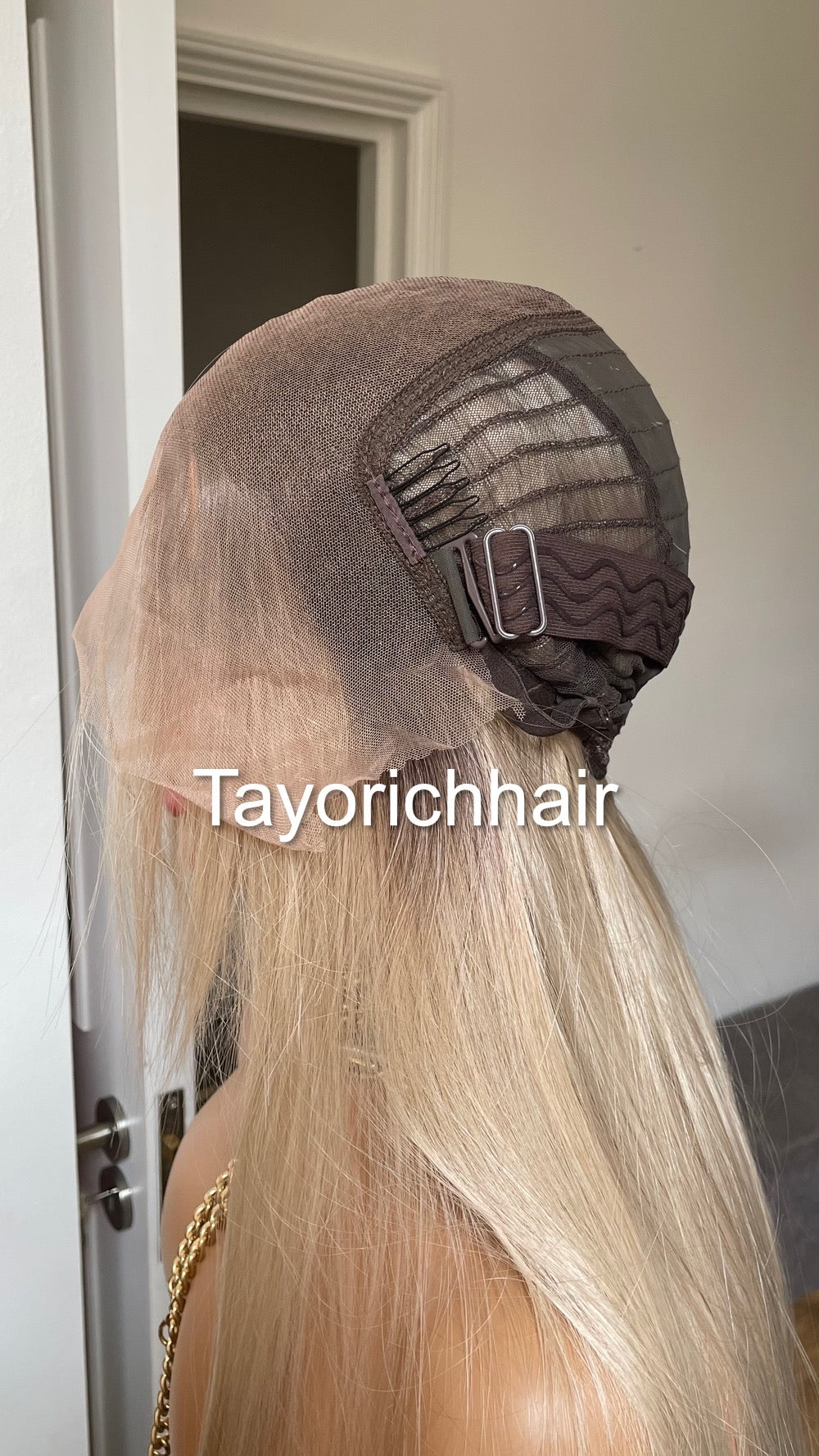 Rooted Pearl Blonde Heat Friendly Synthetic Lace Frontal Wig With 13 By 6 Wide Lace/ Straight Blonde Hair Wig Fror Women/Tayorichhair Wigs