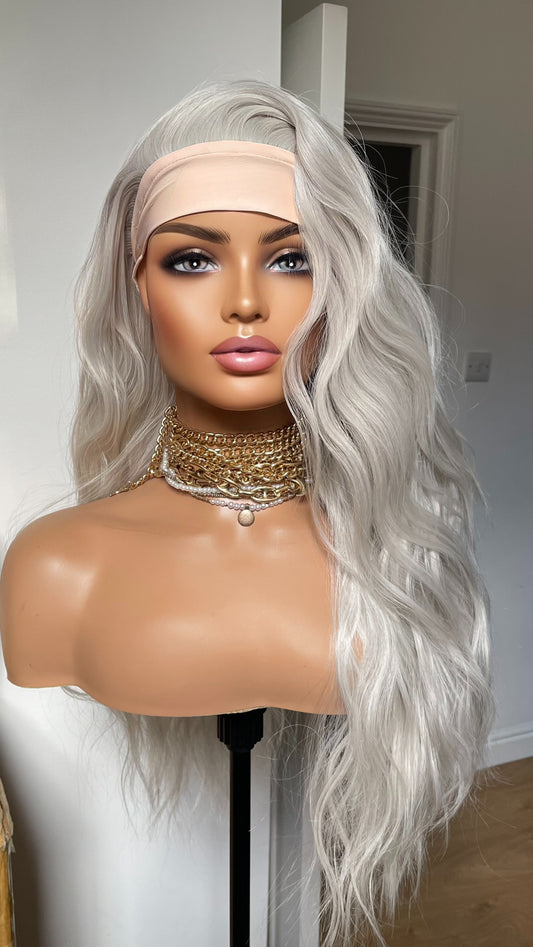 Ponytail Glueless Wig/ No Lace/ Headband Wig For Women/ Updo Synthetic Wig