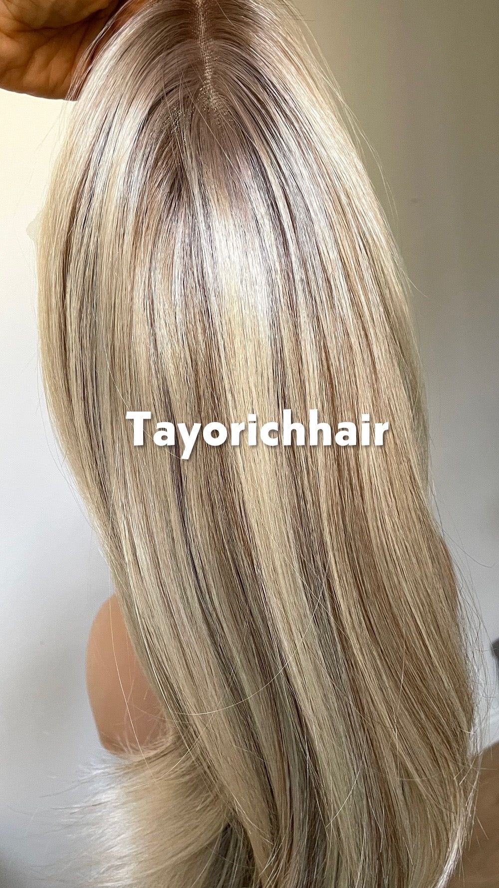 Sunkissed Blonde With Brown Highlights Wig; Lace Frontal Synthetic Wig, 16 Inches, Low Density Wig