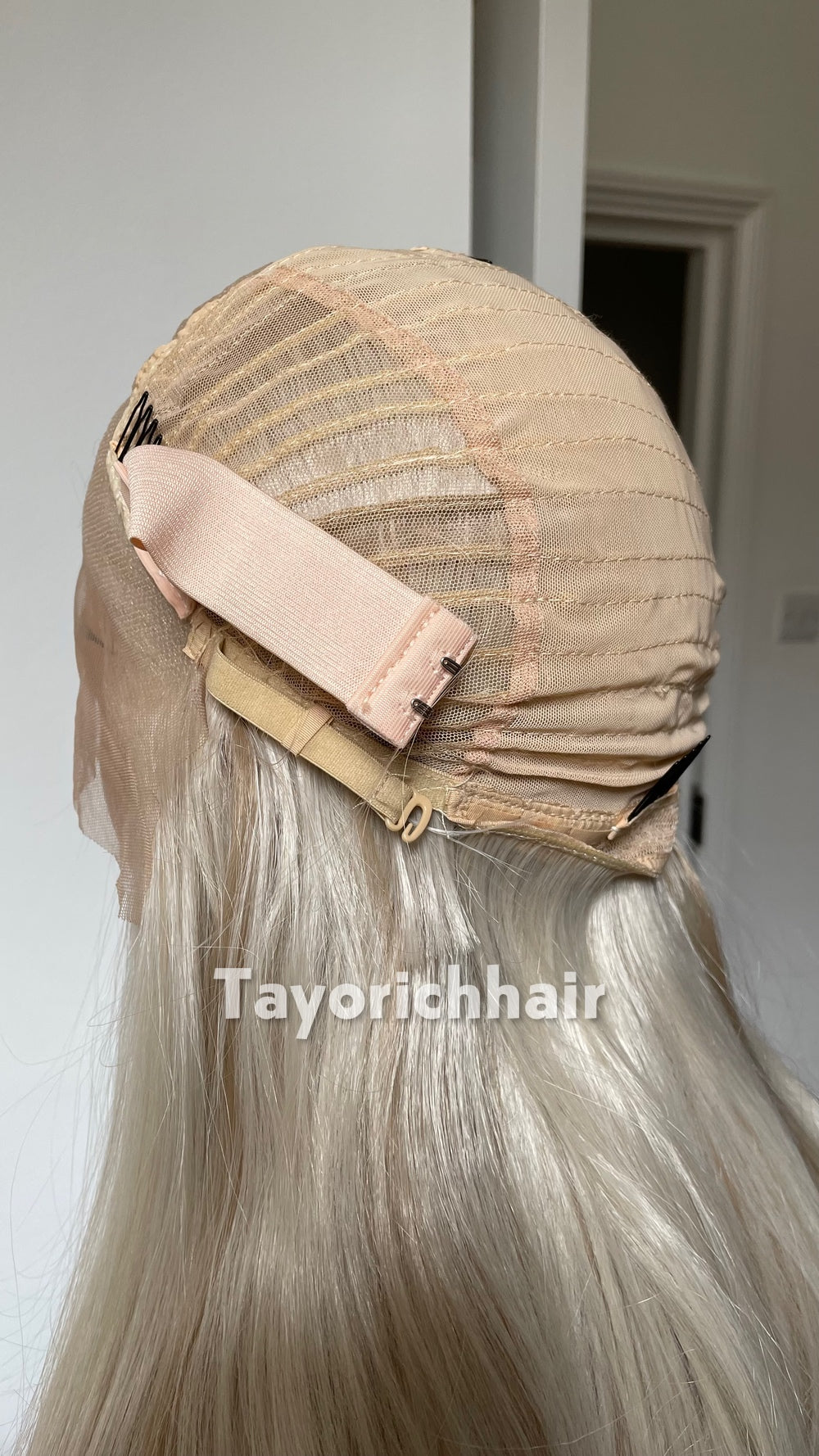 Tayorichhair Premium 16" Heat-Safe Synthetic Hair Wig – Platinum Blonde with Mild Lowlights, Pre-Plucked 13x6 Deep Lace Front (Free Parting)