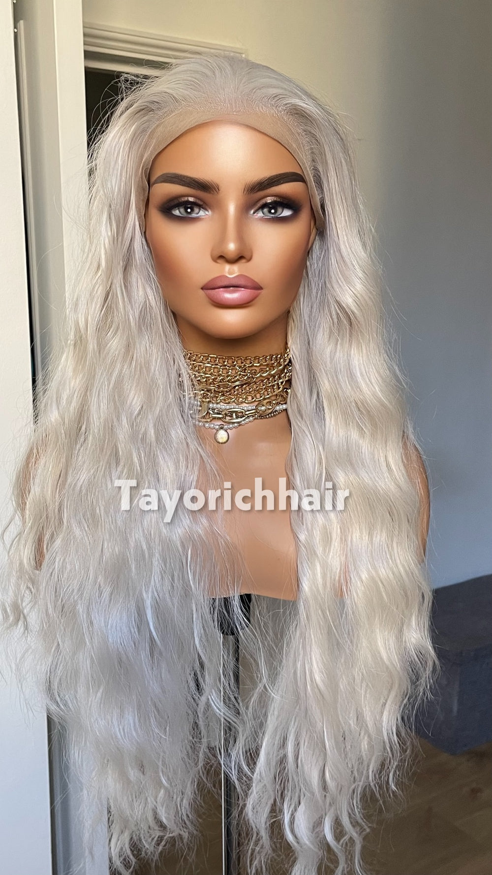 Tayorichhair Icy Platinum Blonde Loose Curls Wig – 24" Heat Safe Synthetic